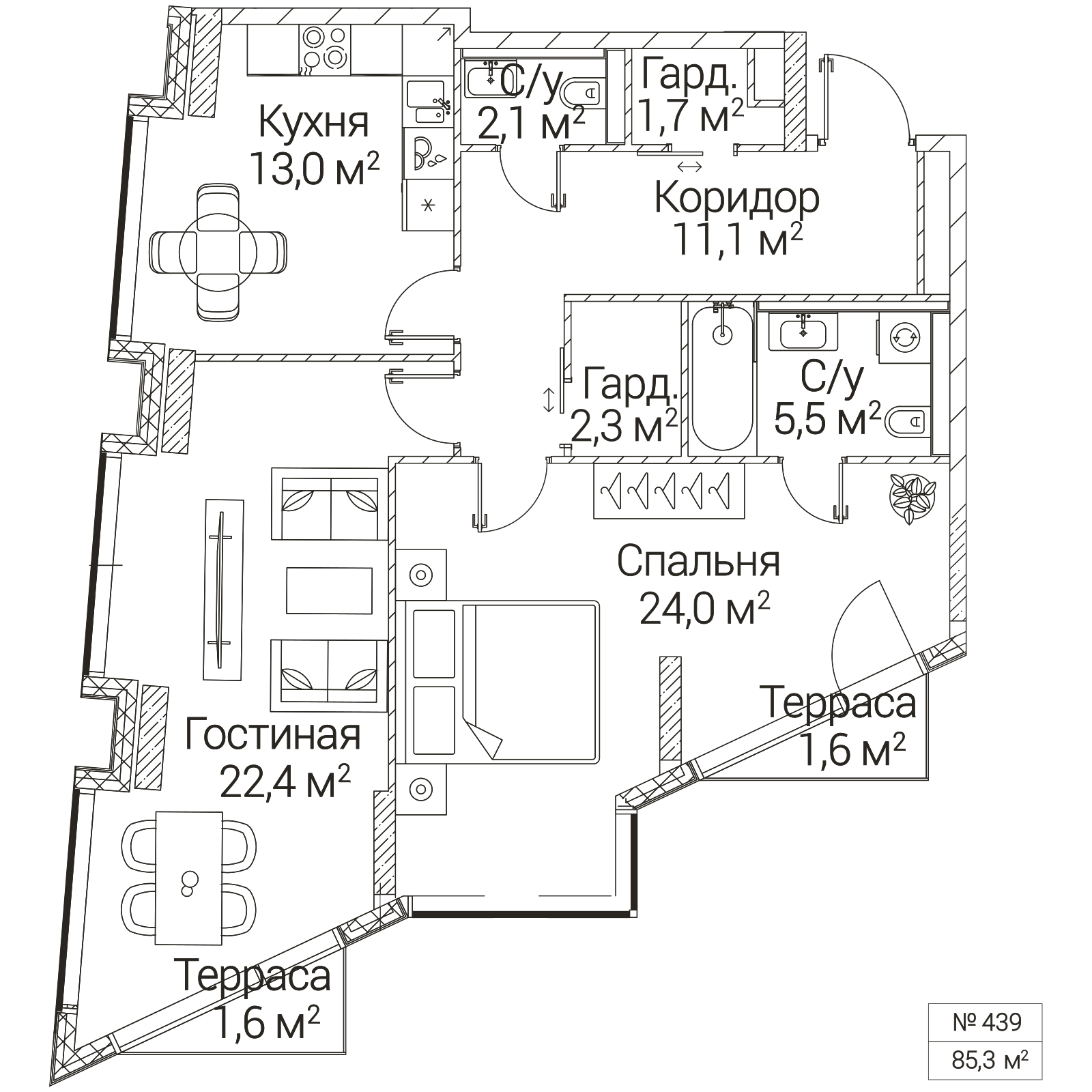 Официальная планировка SEZAR FUTURE, 83,1 м²