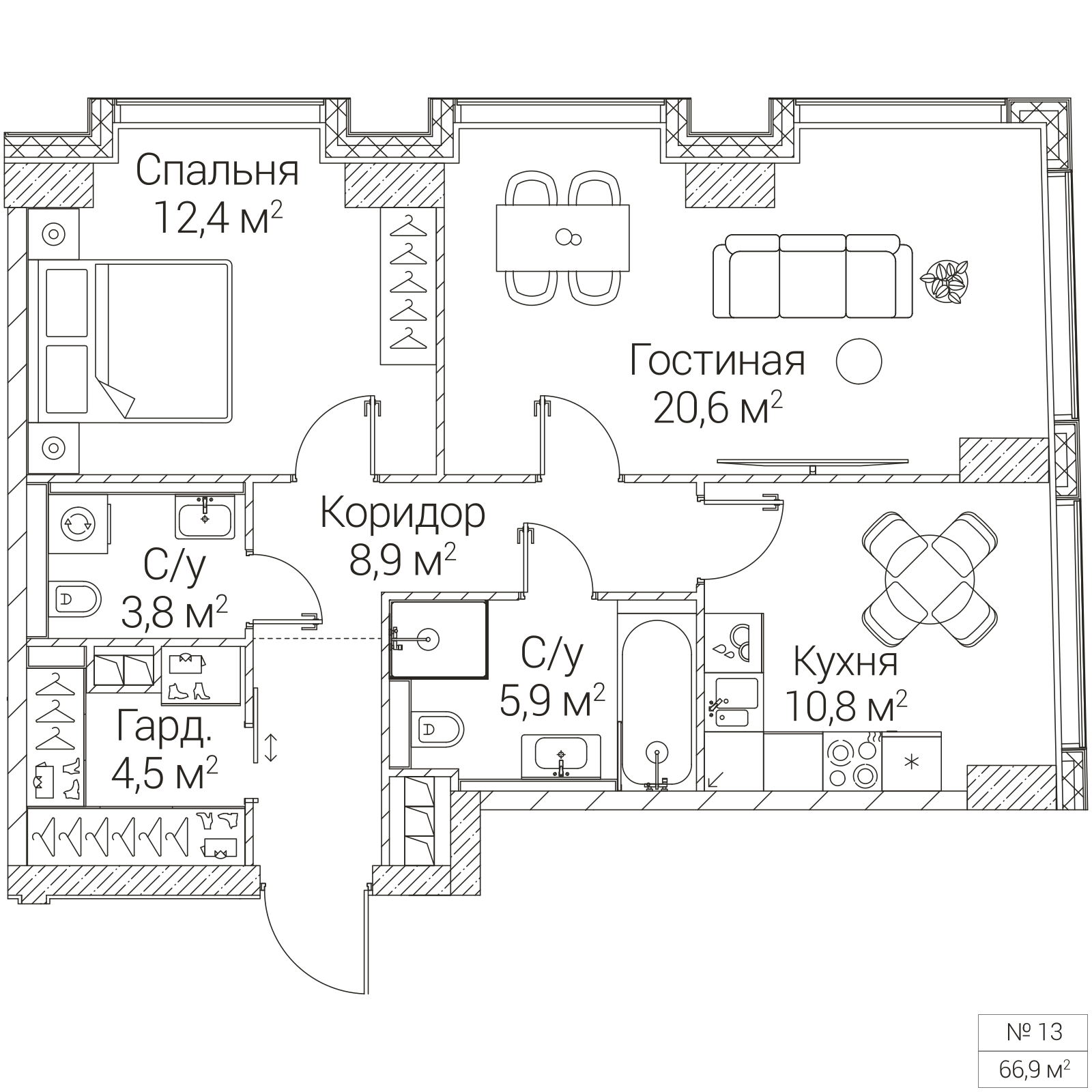 Официальная планировка SEZAR FUTURE, 66,9 м²