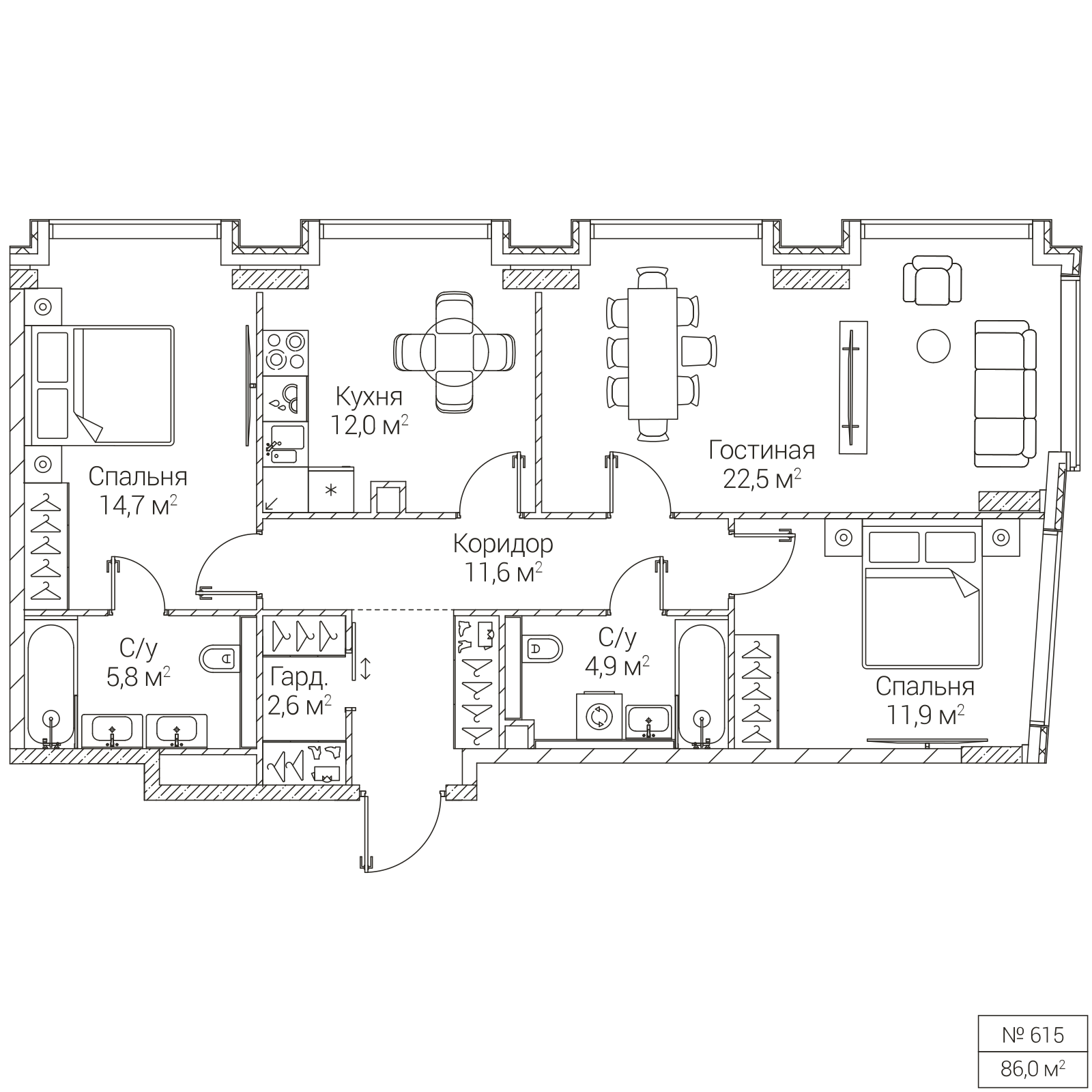 Официальная планировка SEZAR FUTURE, 86 м²