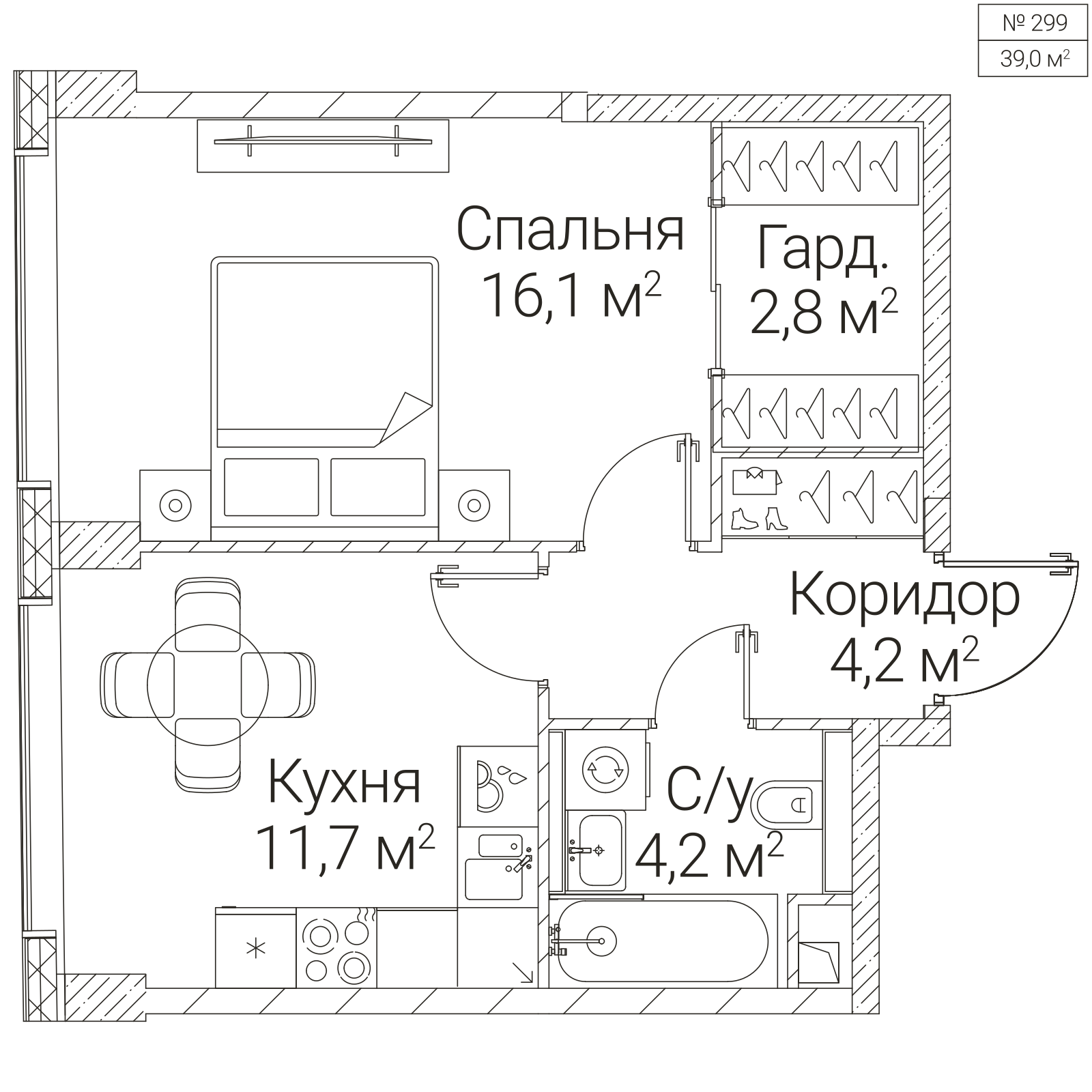 Официальная планировка SEZAR FUTURE, 39 м²