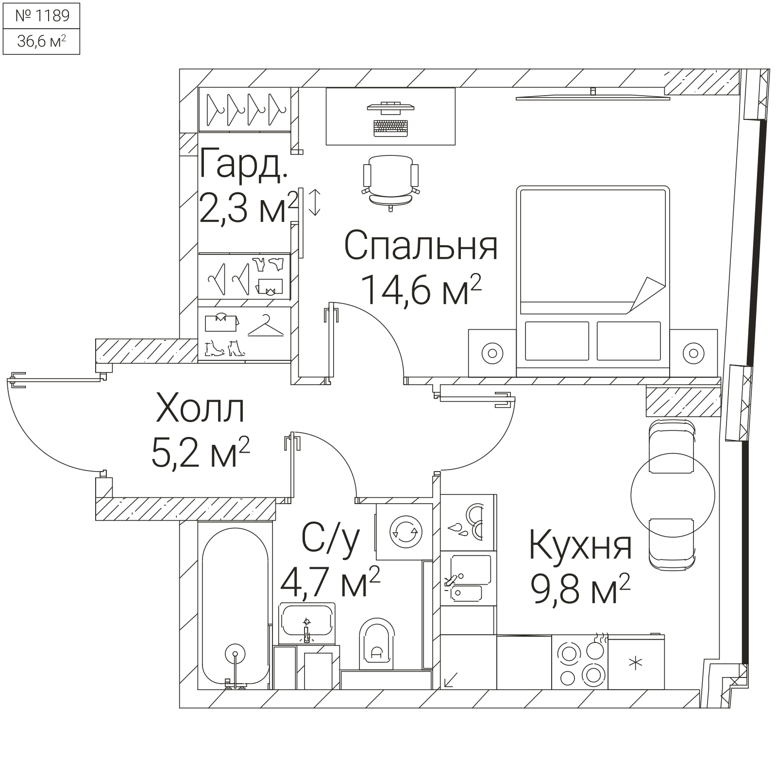 Официальная планировка SEZAR FUTURE, 36,6 м²