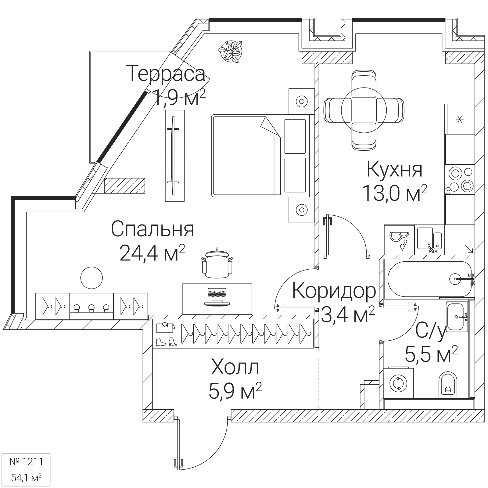 Официальная планировка SEZAR FUTURE, 52,8 м²
