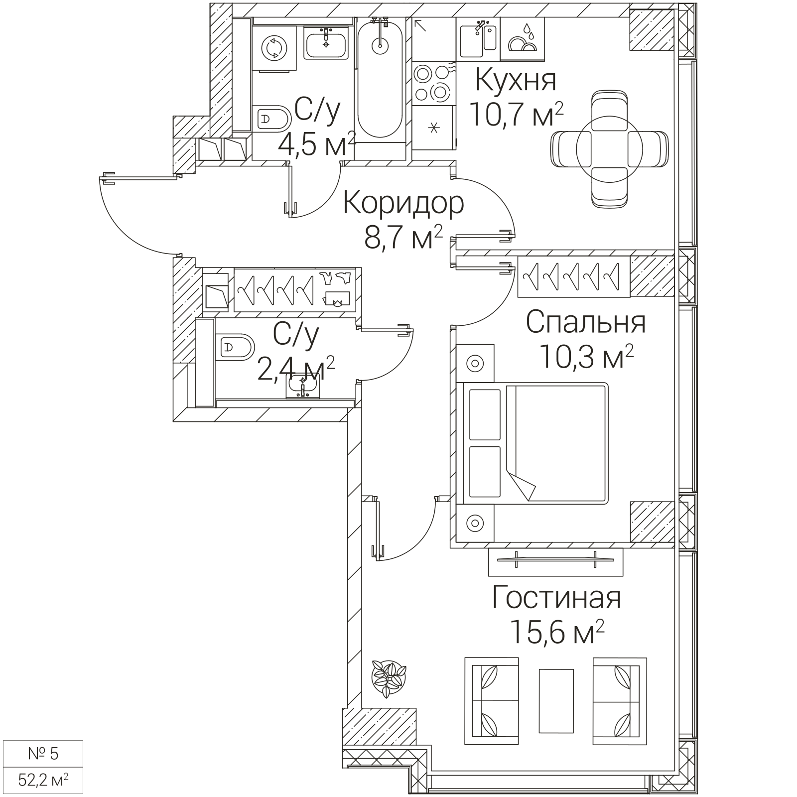 Официальная планировка SEZAR FUTURE, 52,2 м²