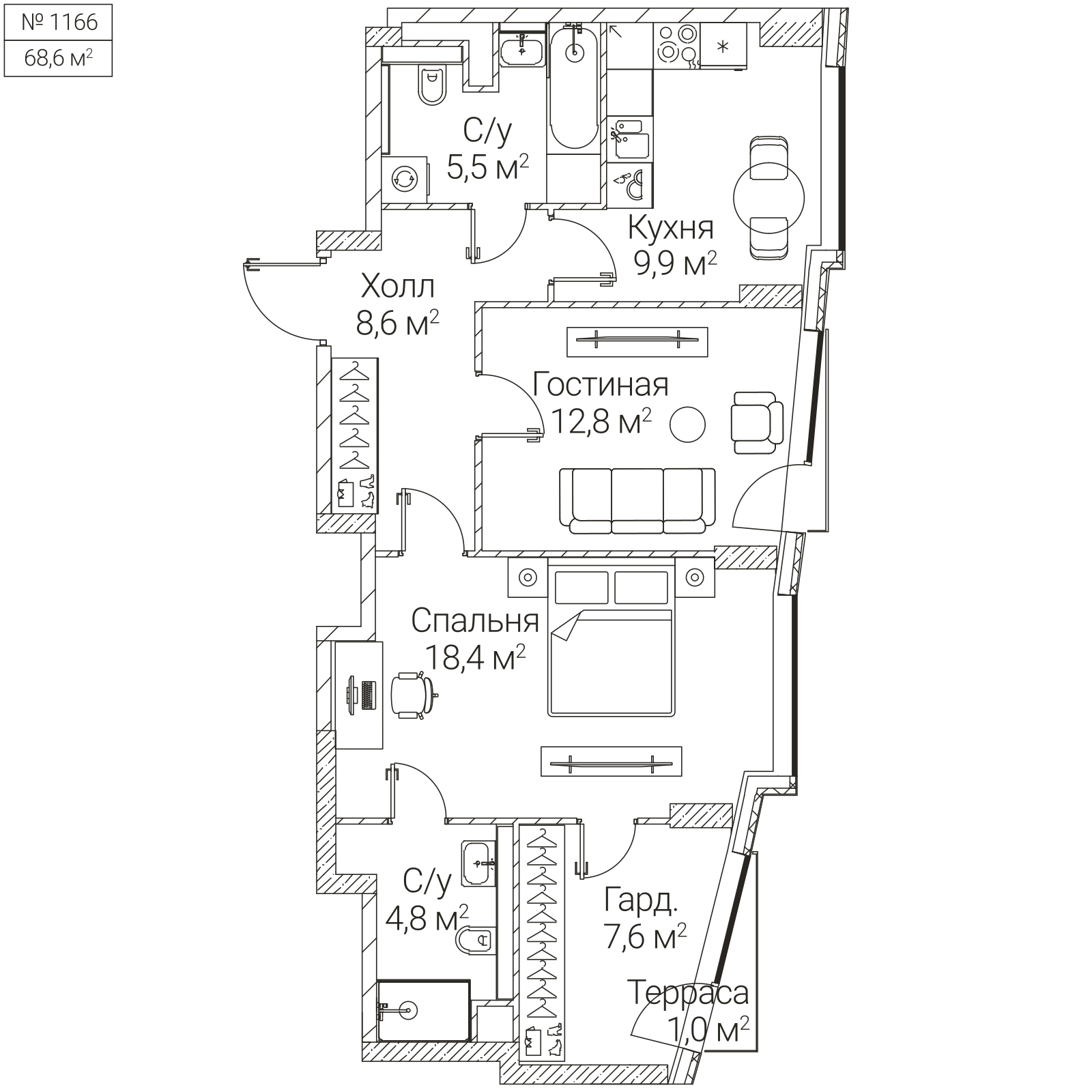 Официальная планировка SEZAR FUTURE, 67,9 м²