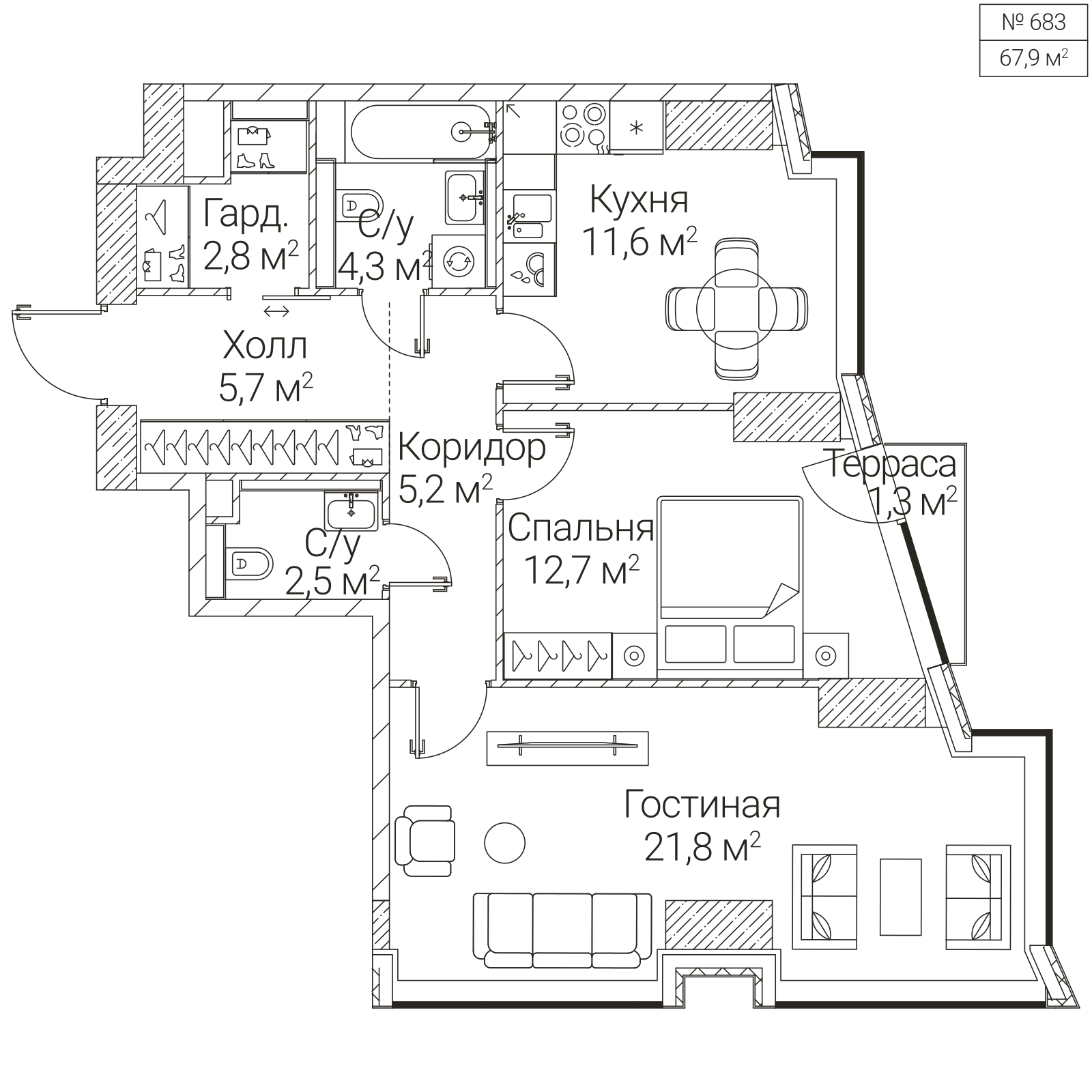 Официальная планировка SEZAR FUTURE, 67 м²