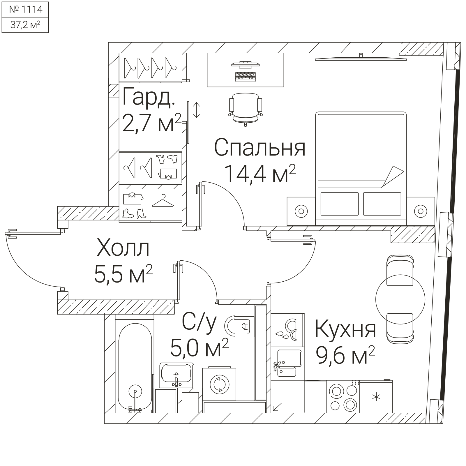 Официальная планировка SEZAR FUTURE, 37,2 м²