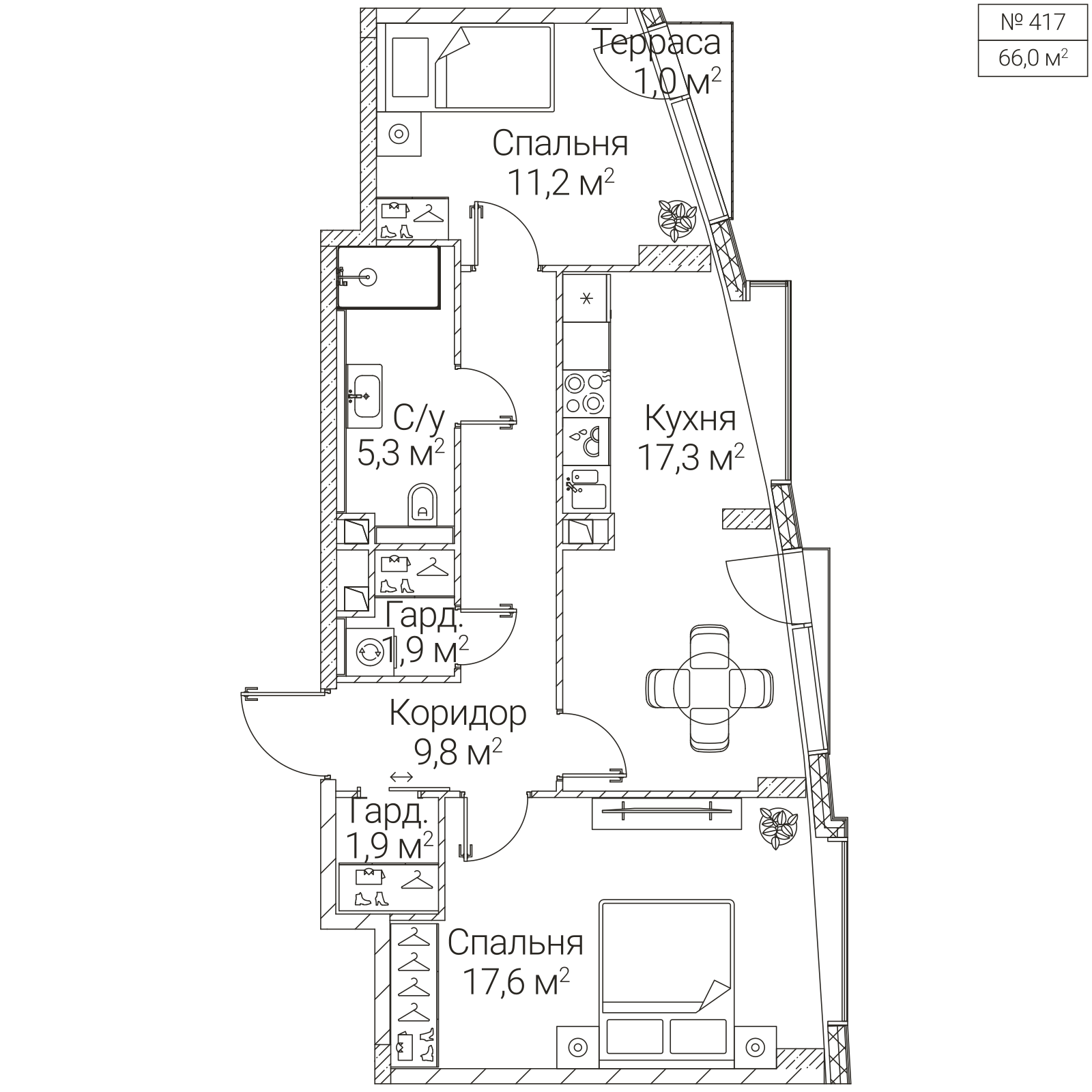 Официальная планировка SEZAR FUTURE, 65,3 м²