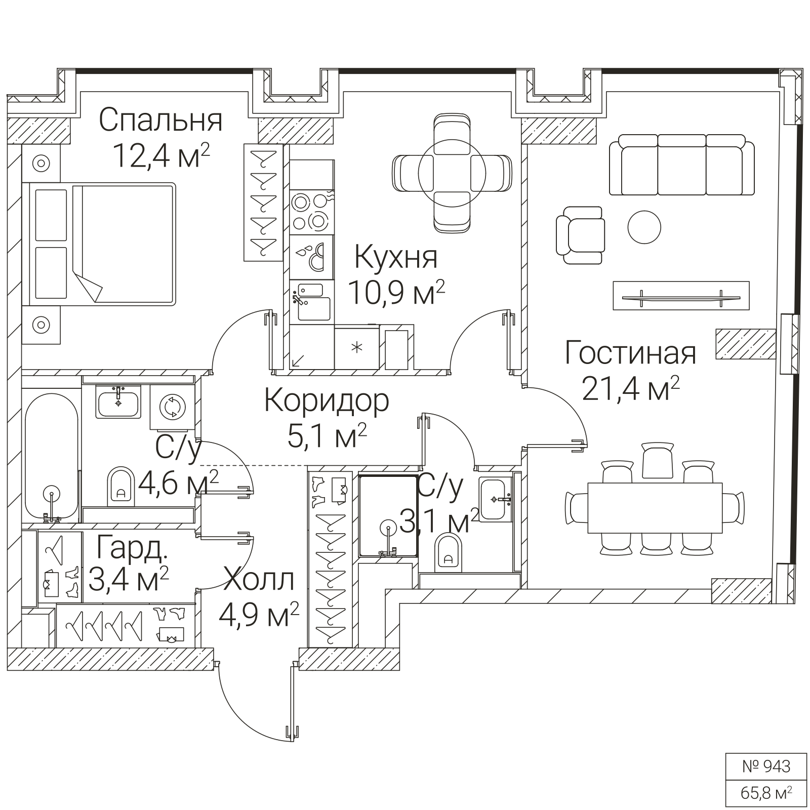 Официальная планировка SEZAR FUTURE, 65,8 м²