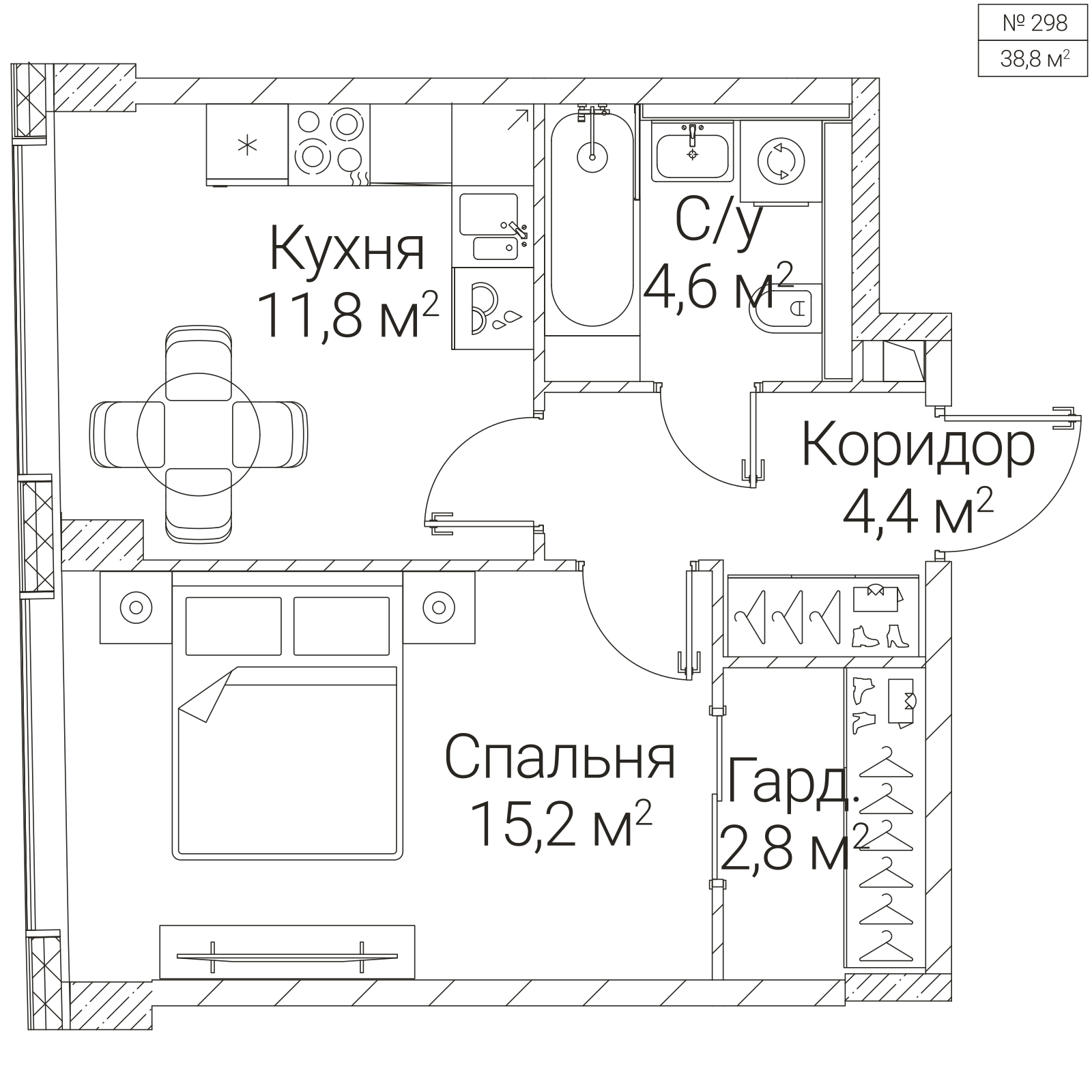 Официальная планировка SEZAR FUTURE, 38,8 м²