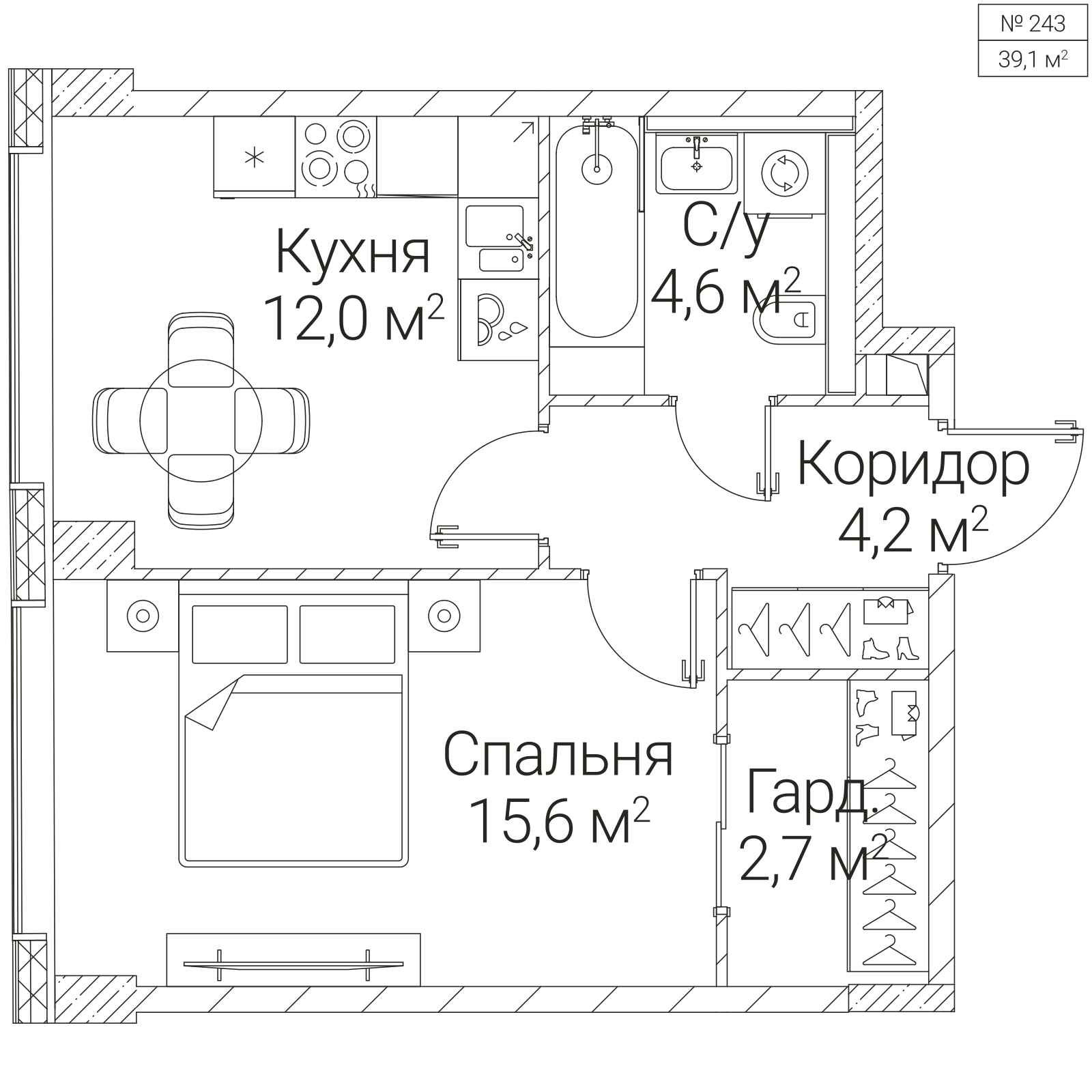 Официальная планировка SEZAR FUTURE, 39,1 м²