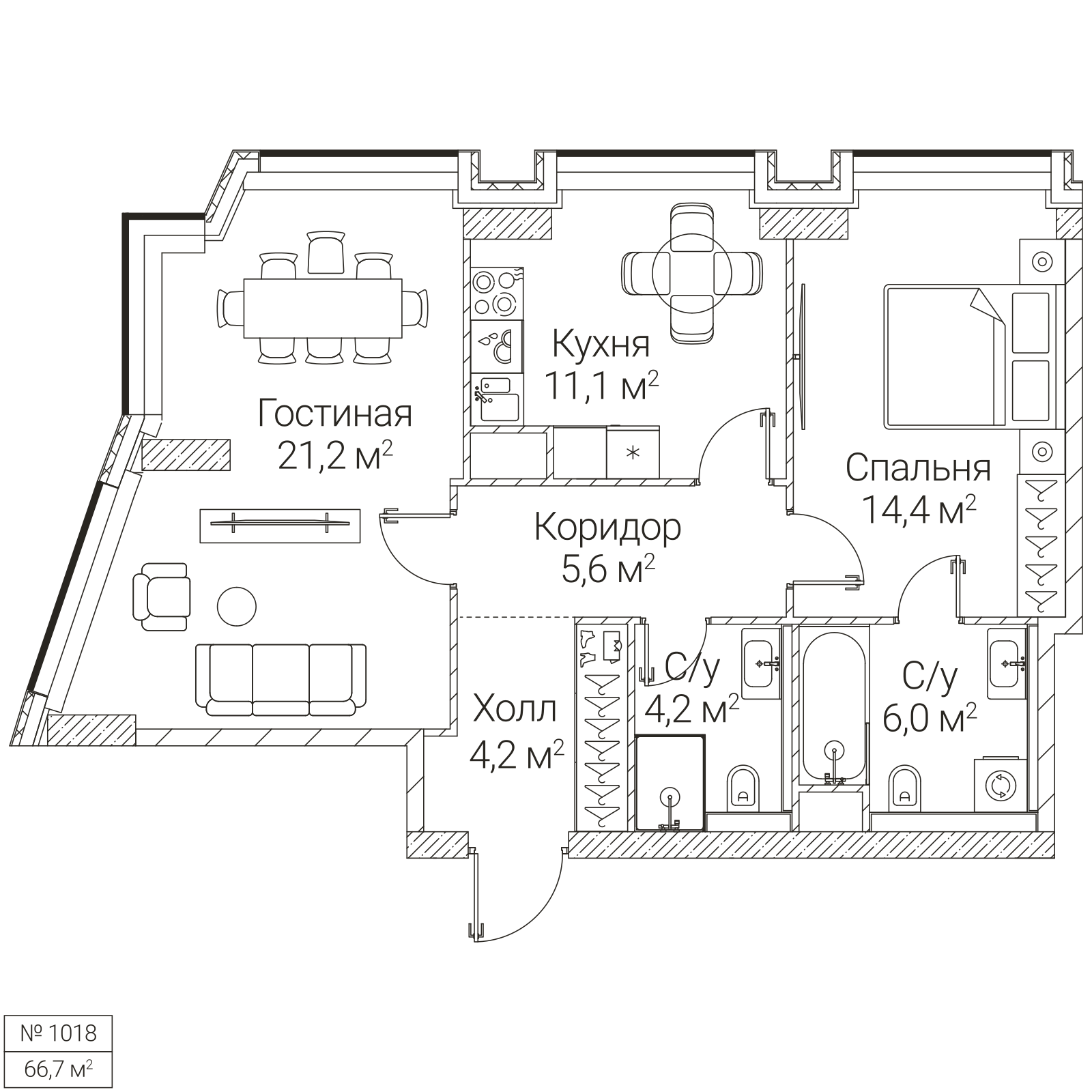 Официальная планировка SEZAR FUTURE, 66,7 м²