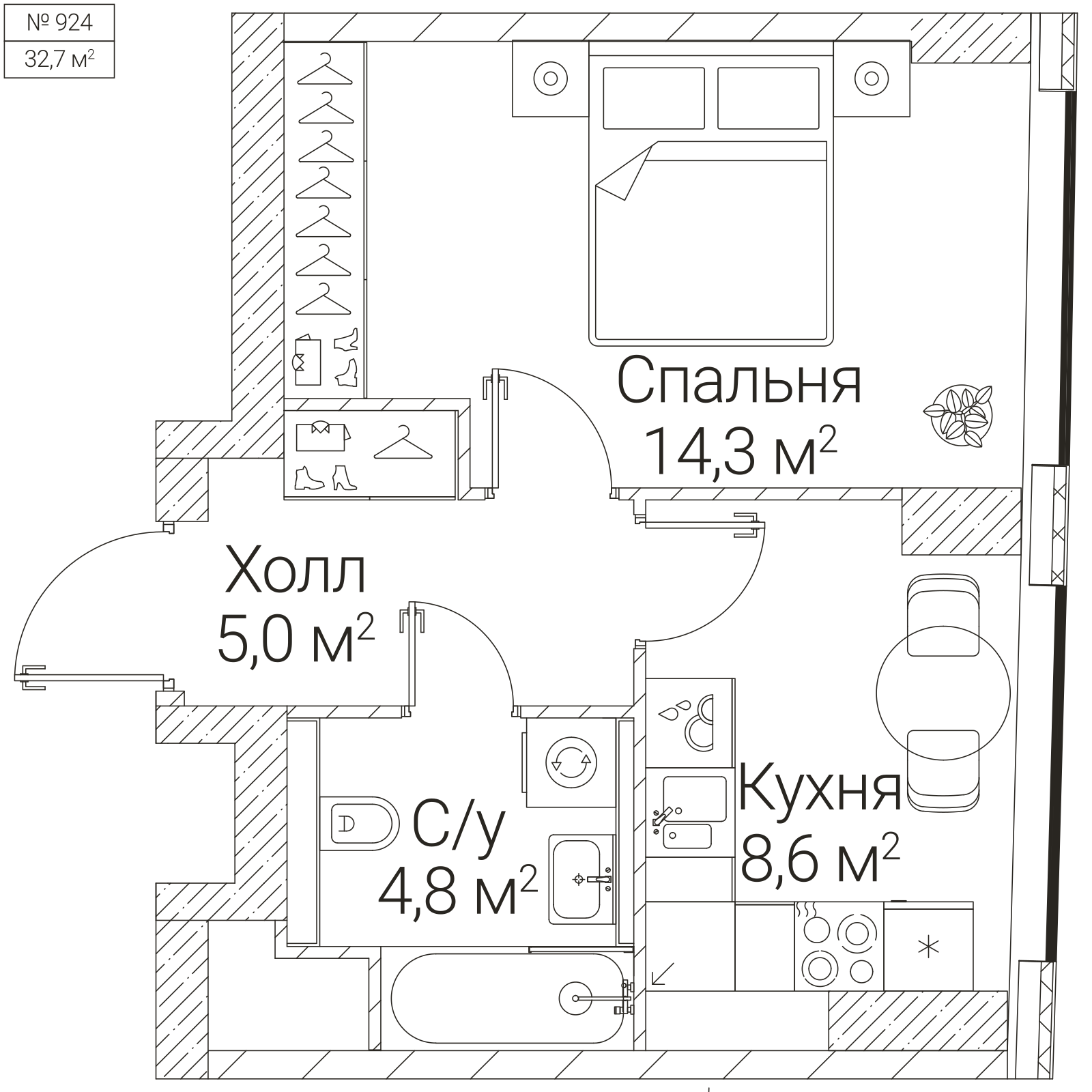 Официальная планировка SEZAR FUTURE, 32,7 м²