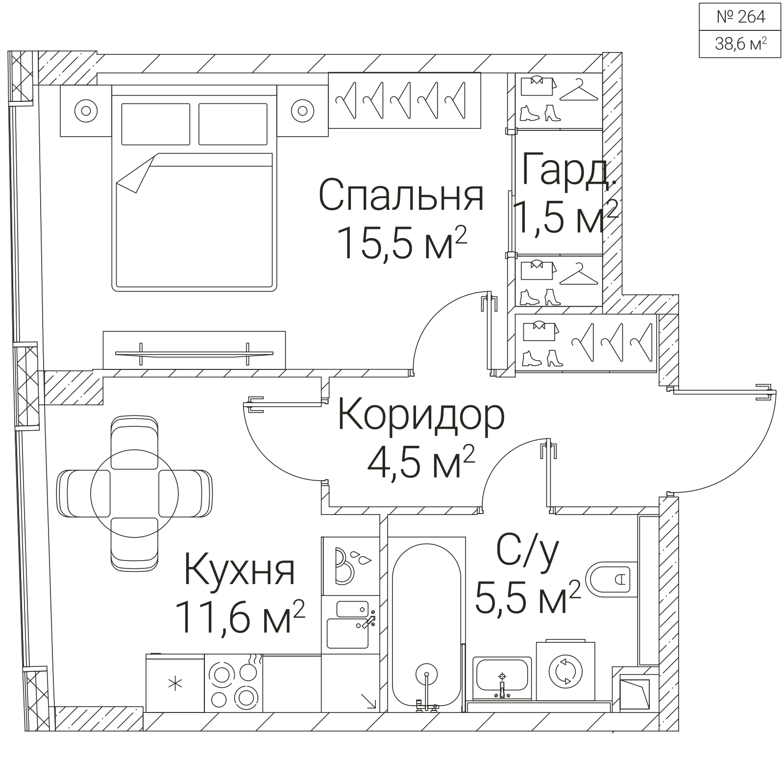 Официальная планировка SEZAR FUTURE, 38,6 м²