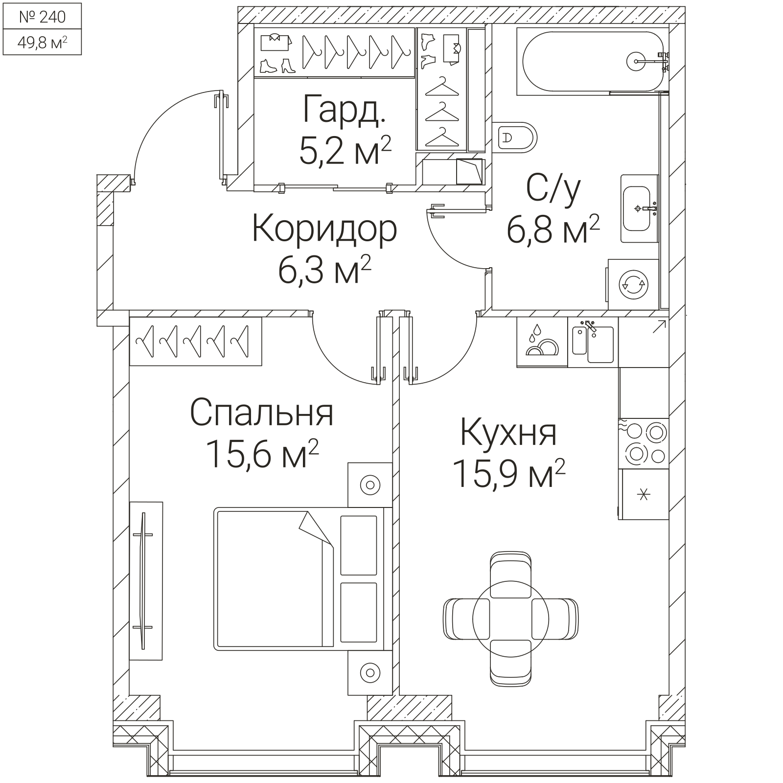 Официальная планировка SEZAR FUTURE, 49,8 м²