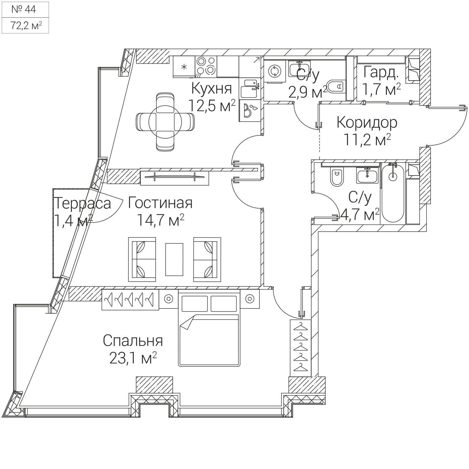 Официальная планировка SEZAR FUTURE, 71,2 м²