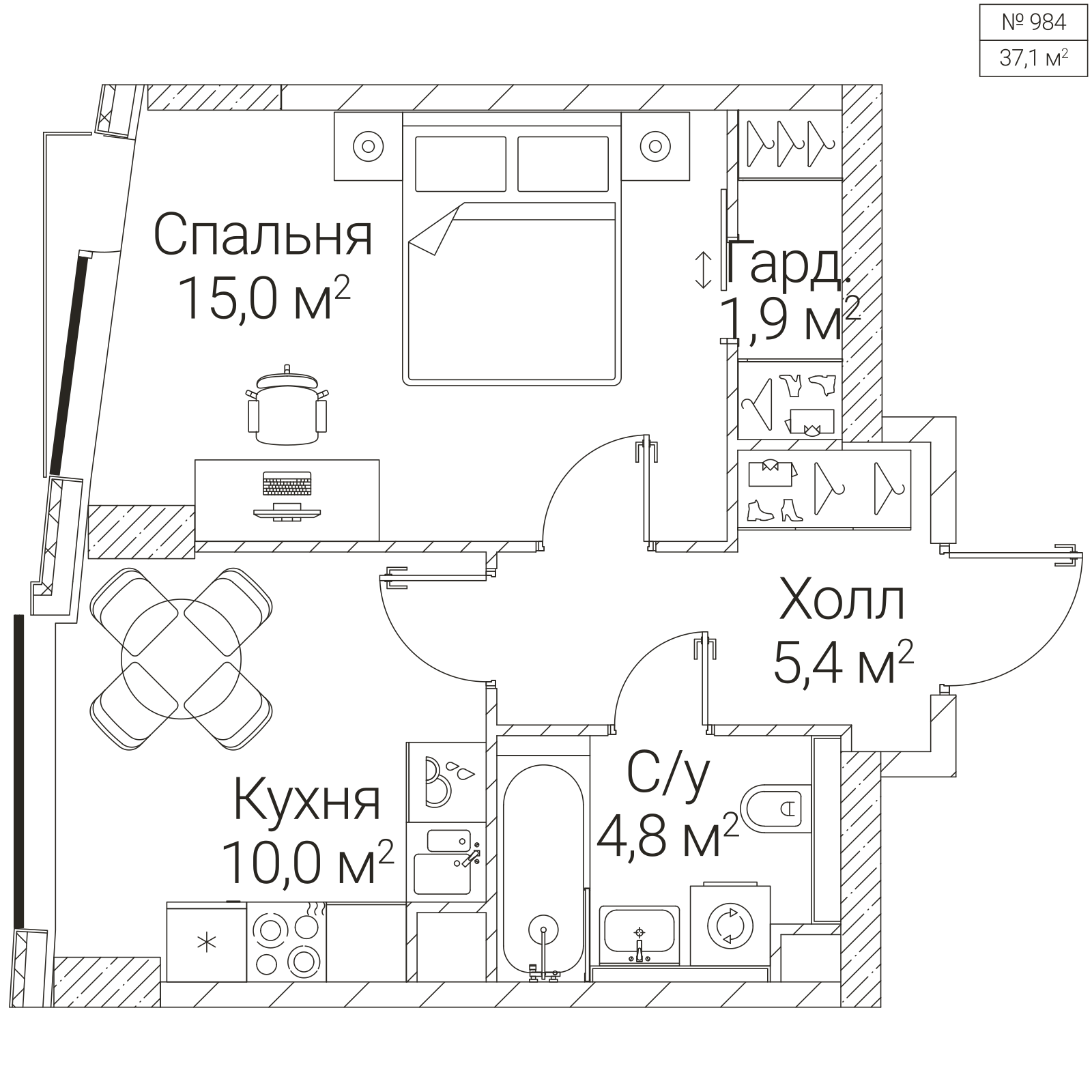 Официальная планировка SEZAR FUTURE, 37,1 м²