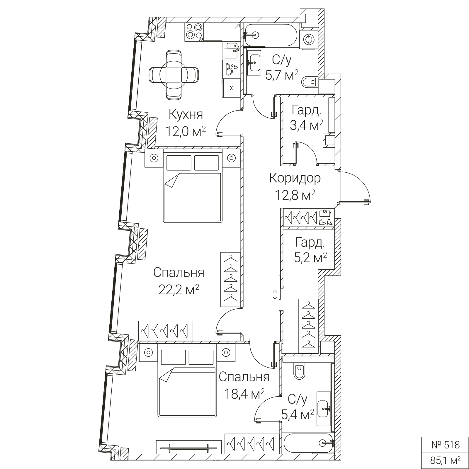 Официальная планировка SEZAR FUTURE, 85,1 м²