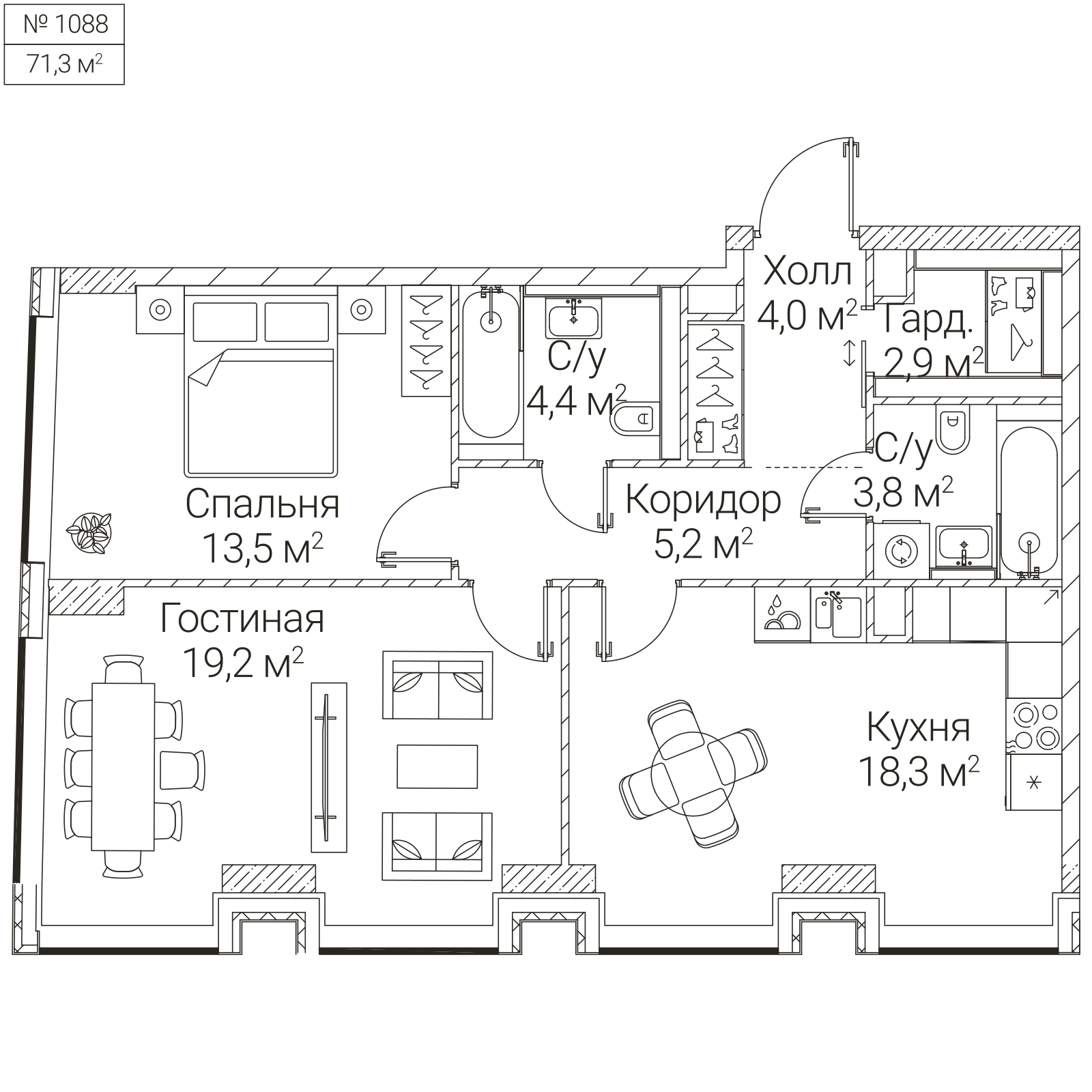 Официальная планировка SEZAR FUTURE, 71,3 м²