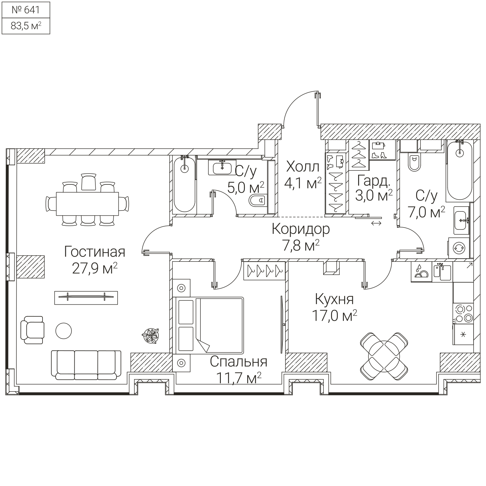 Официальная планировка SEZAR FUTURE, 83,5 м²