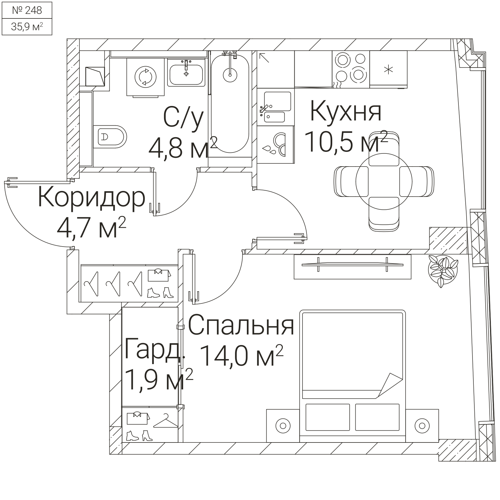 Официальная планировка SEZAR FUTURE, 35,9 м²