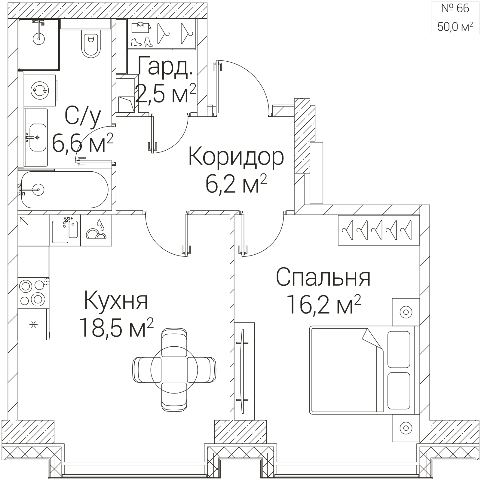 Официальная планировка SEZAR FUTURE, 50 м²