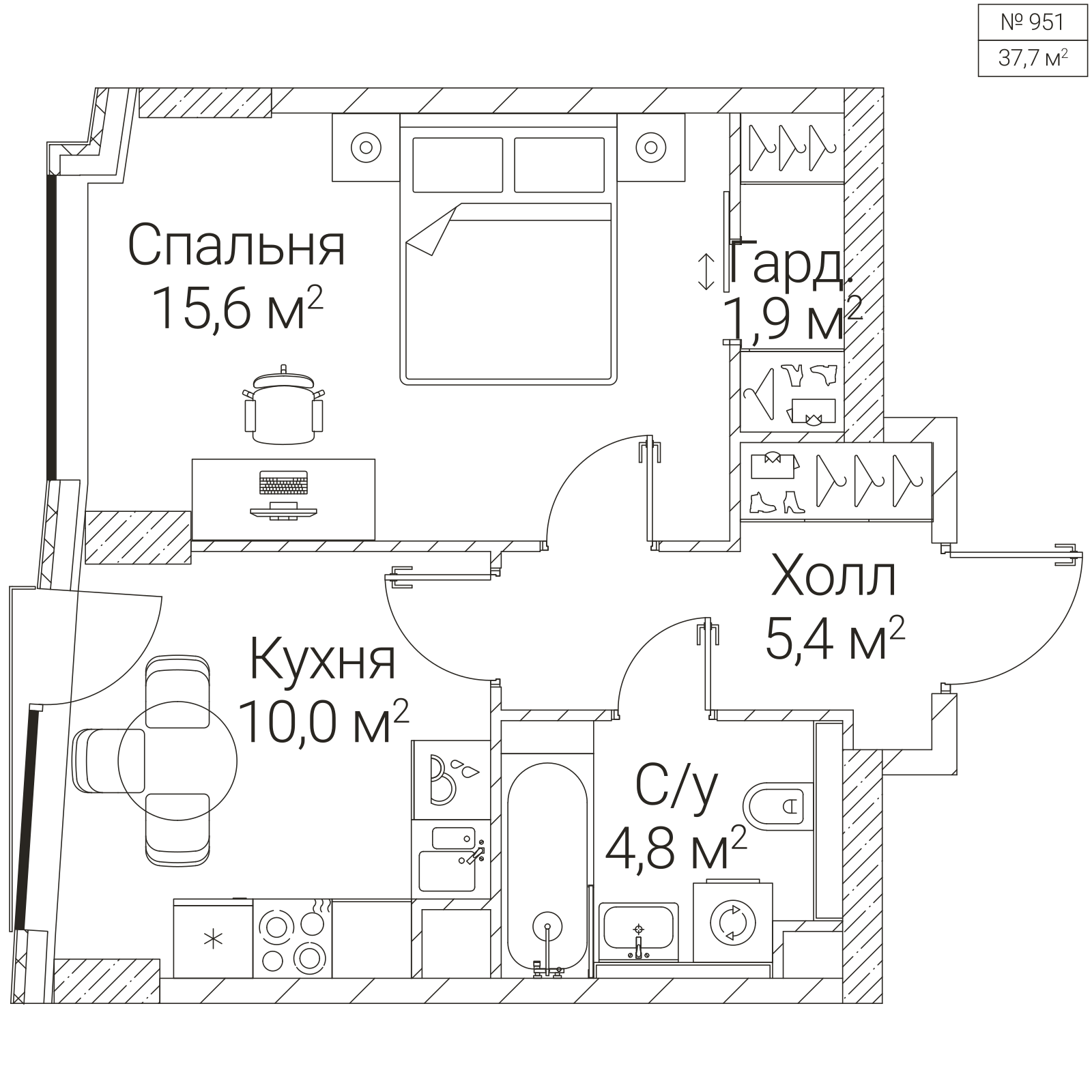 Официальная планировка SEZAR FUTURE, 37,7 м²