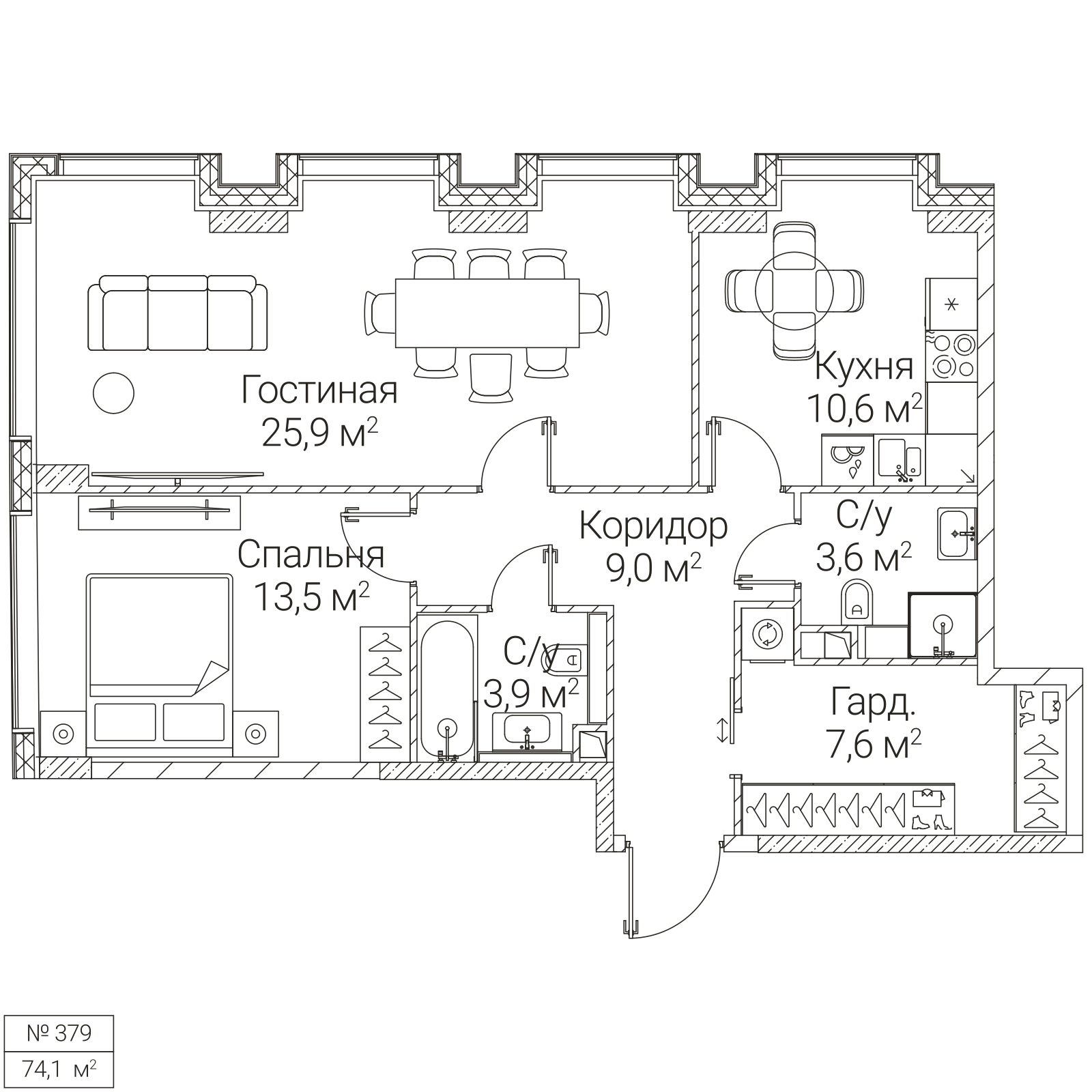 Официальная планировка SEZAR FUTURE, 74,1 м²