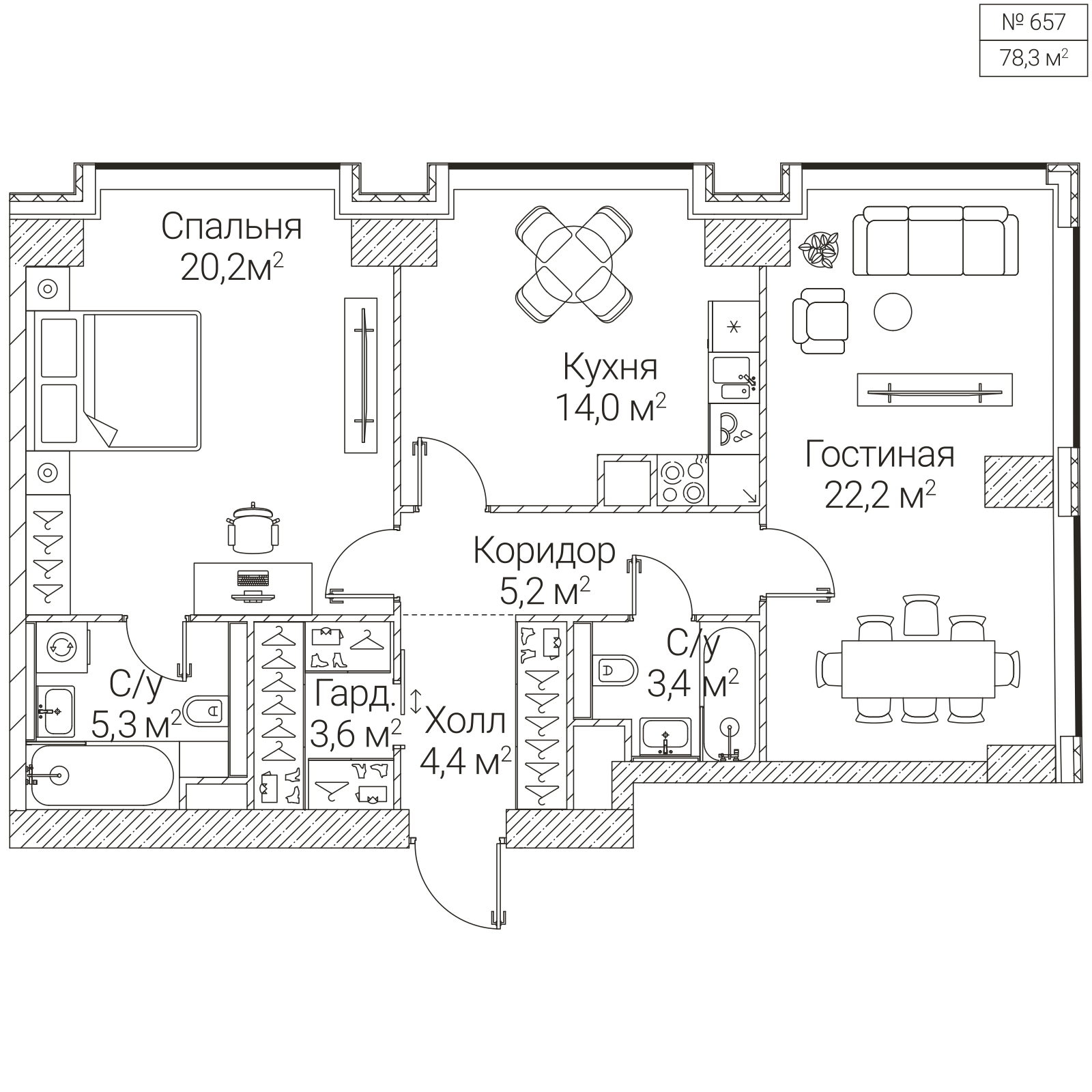 Официальная планировка SEZAR FUTURE, 78,3 м²