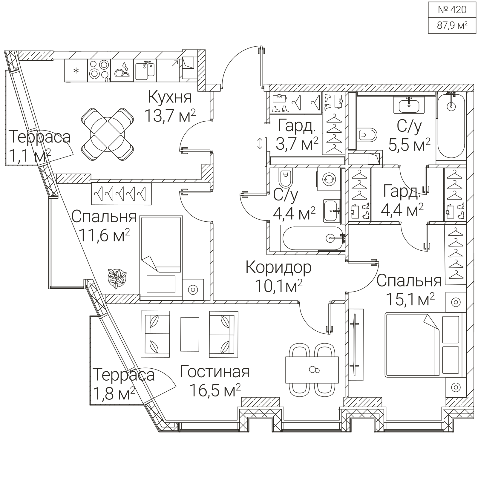 Официальная планировка SEZAR FUTURE, 85,8 м²