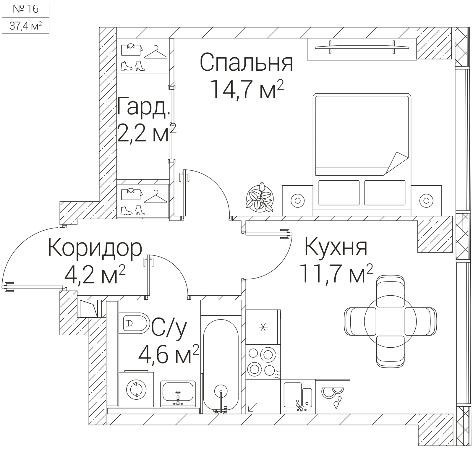 Официальная планировка SEZAR FUTURE, 37,4 м²