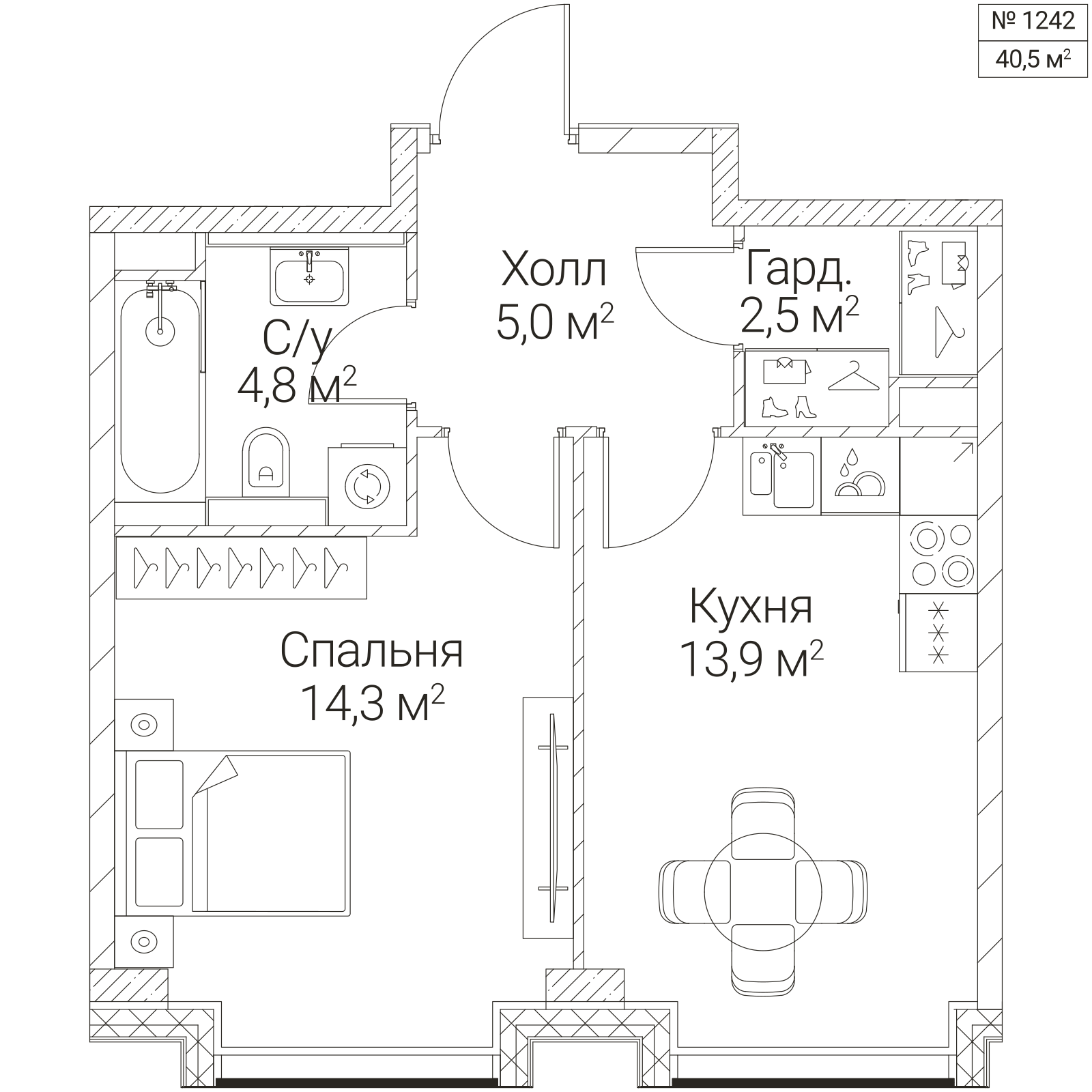 Официальная планировка SEZAR FUTURE, 40,5 м²