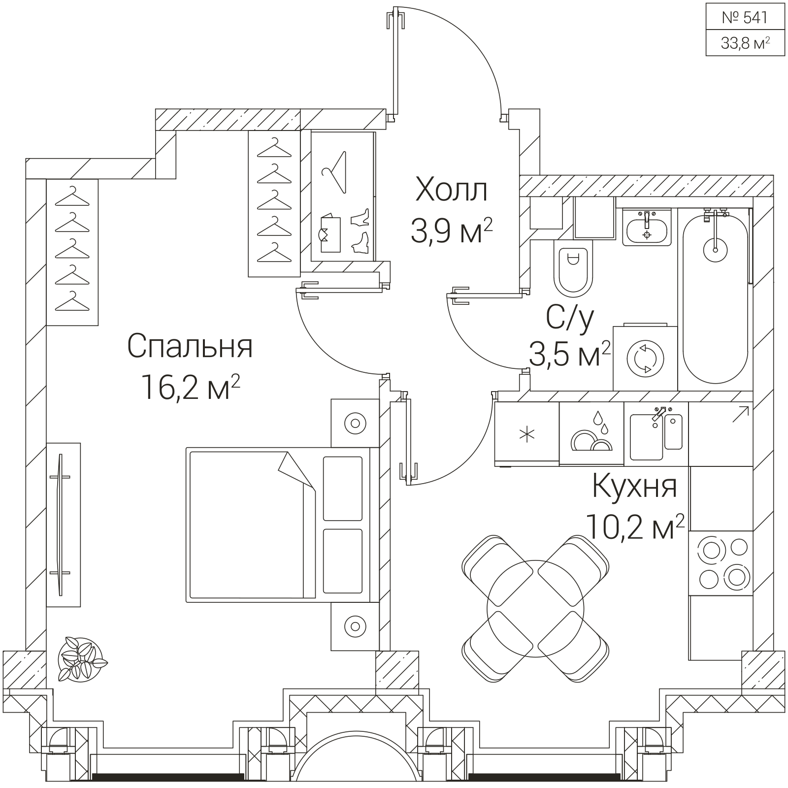 Официальная планировка SEZAR FUTURE, 33,8 м²