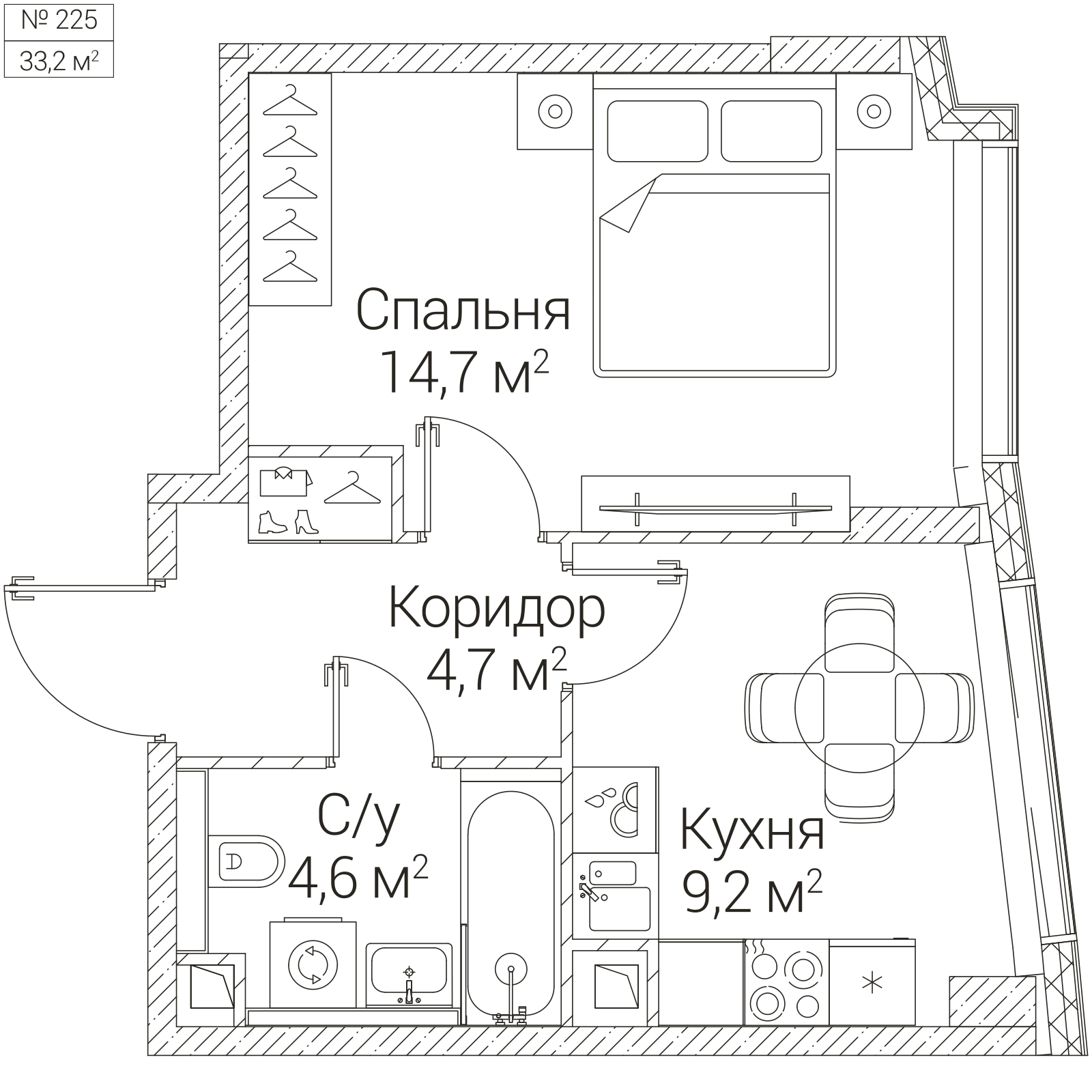 Официальная планировка SEZAR FUTURE, 33,2 м²