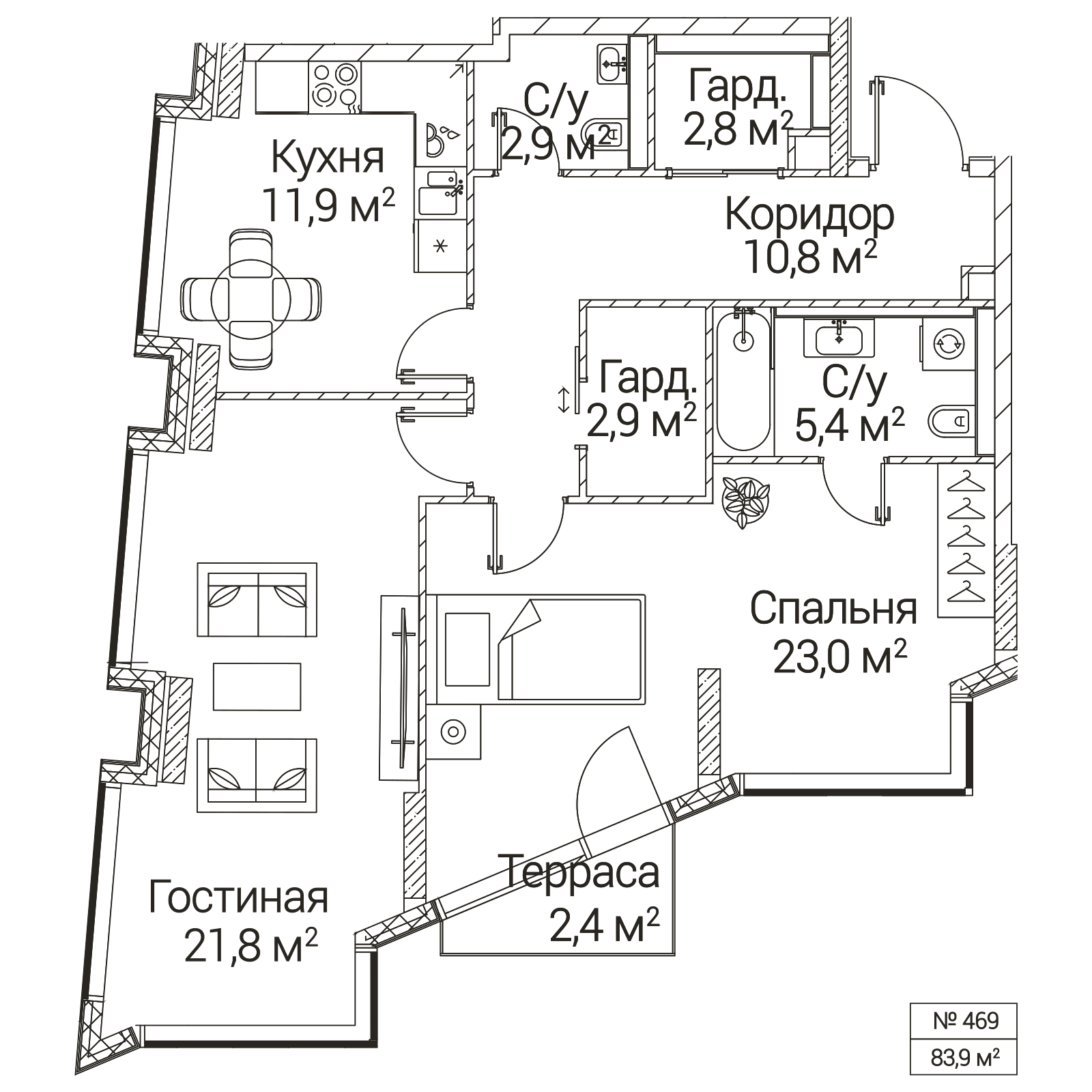 Официальная планировка SEZAR FUTURE, 82,2 м²