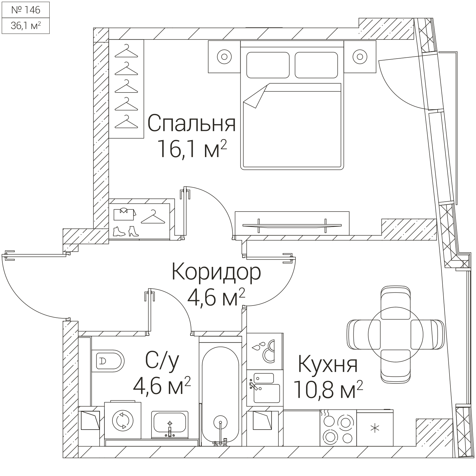Официальная планировка SEZAR FUTURE, 36,1 м²