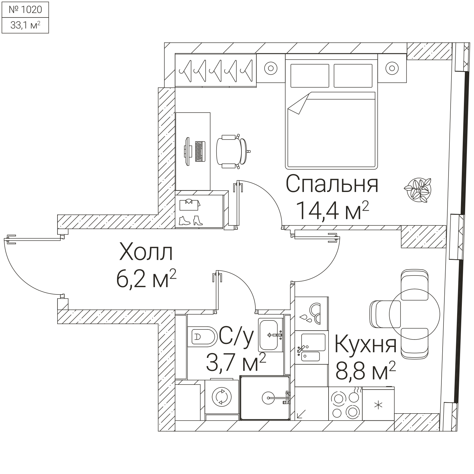 Официальная планировка SEZAR FUTURE, 33,1 м²