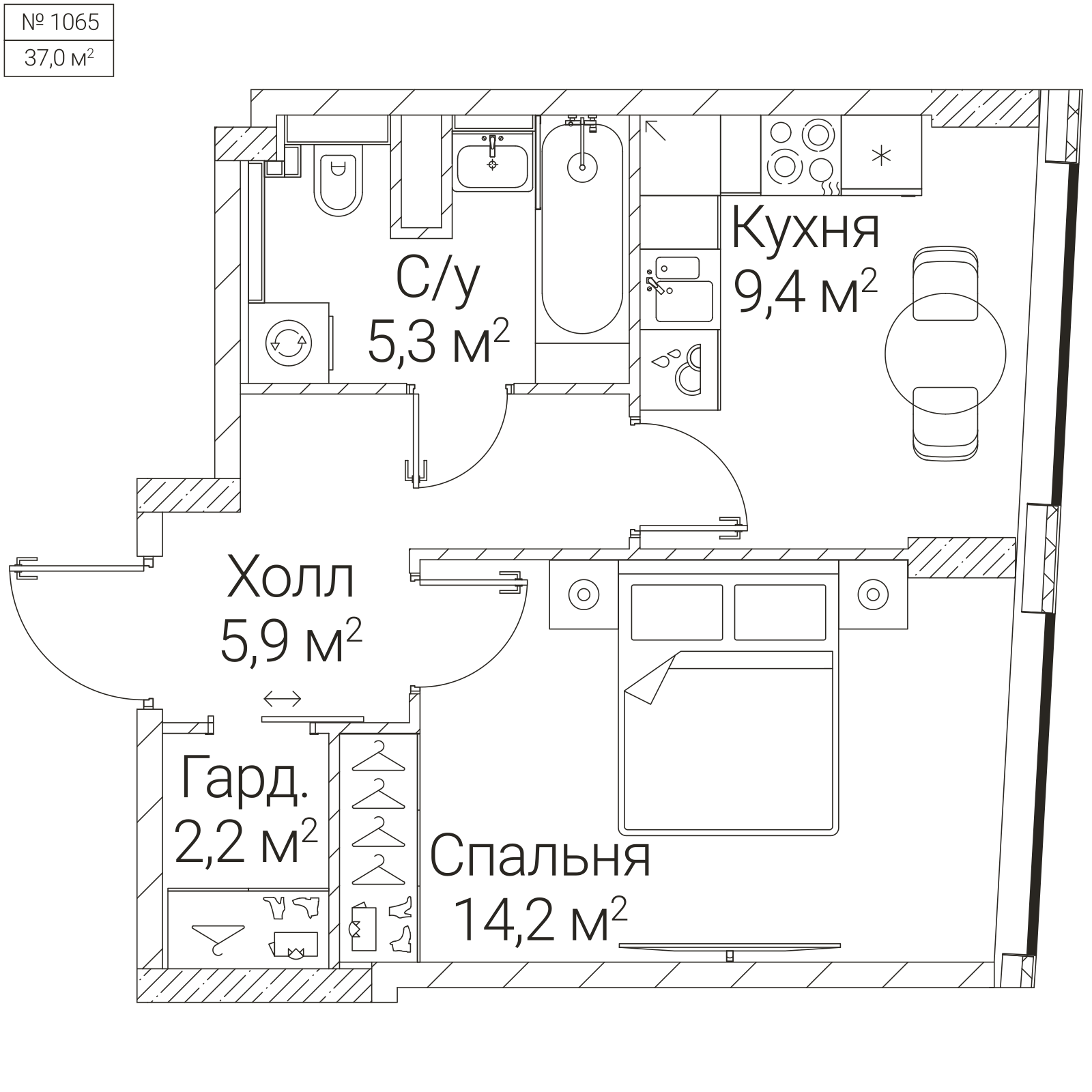 Официальная планировка SEZAR FUTURE, 37 м²