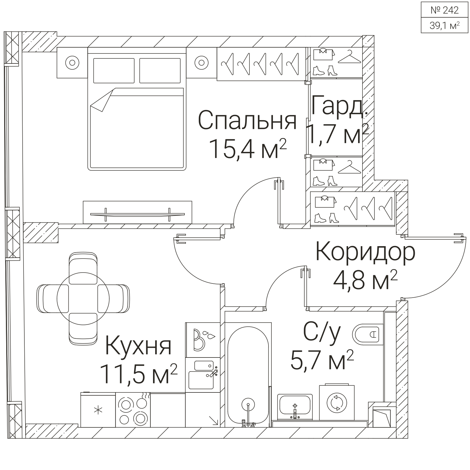 Официальная планировка SEZAR FUTURE, 39,1 м²
