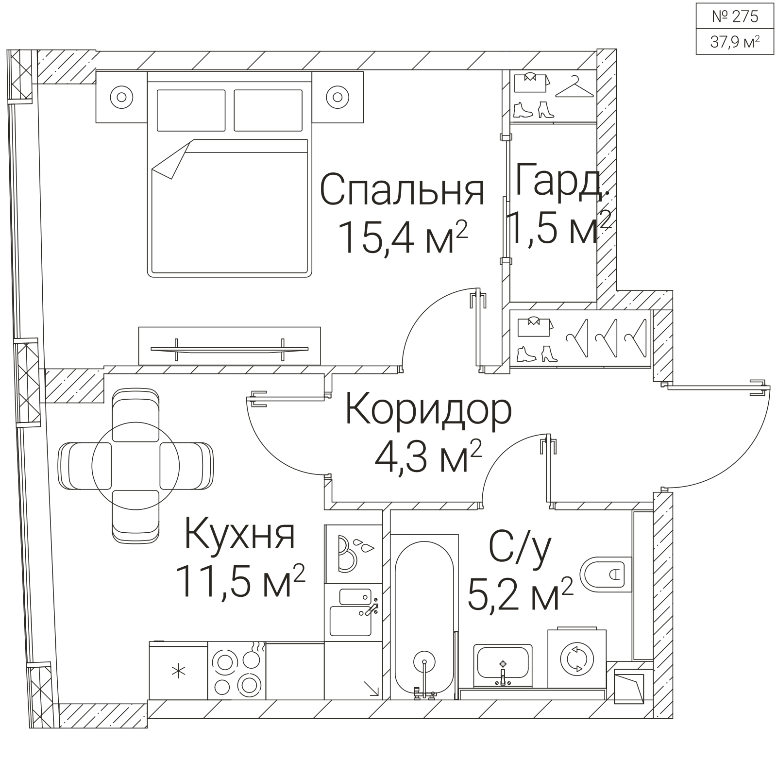 Официальная планировка SEZAR FUTURE, 37,9 м²