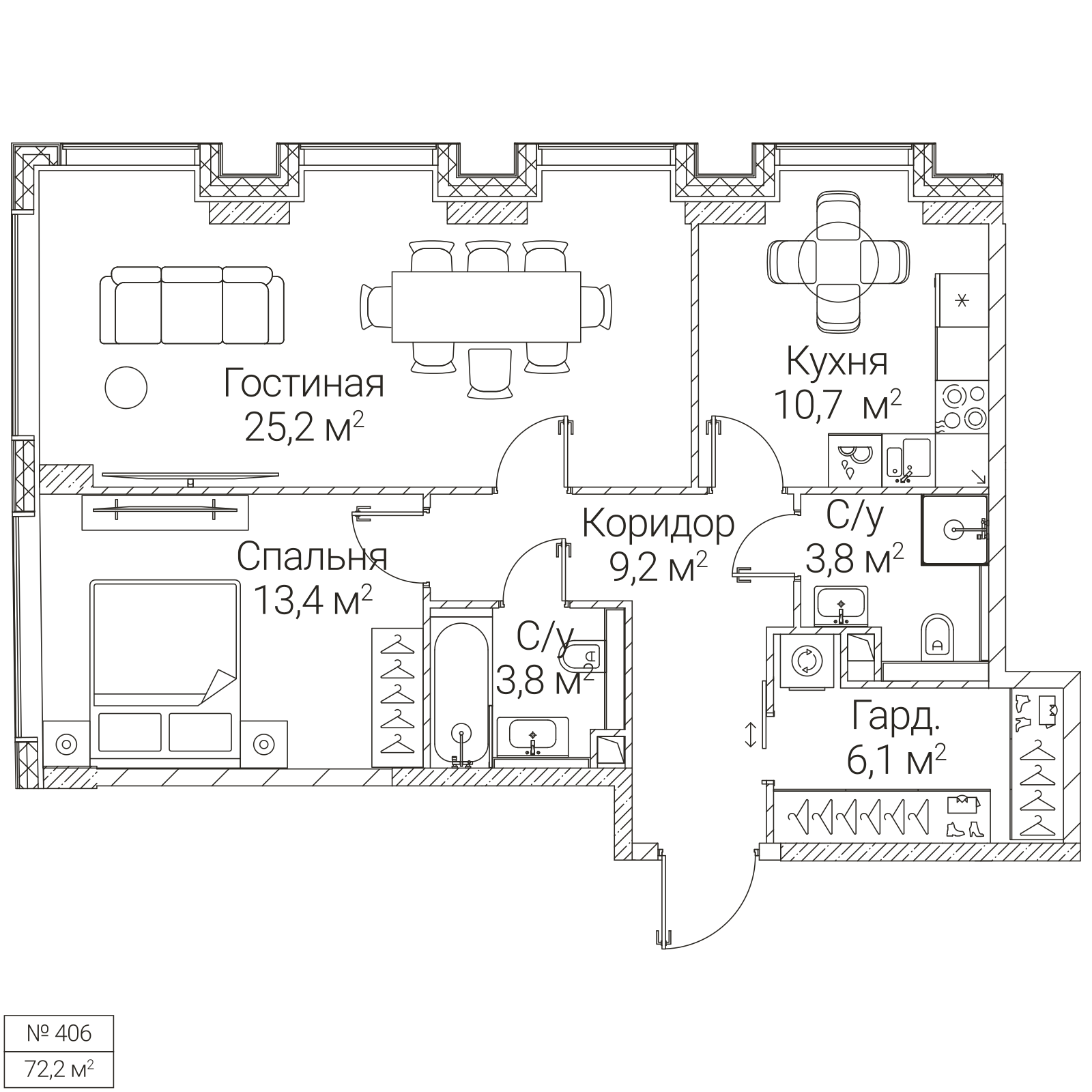 Официальная планировка SEZAR FUTURE, 72,2 м²