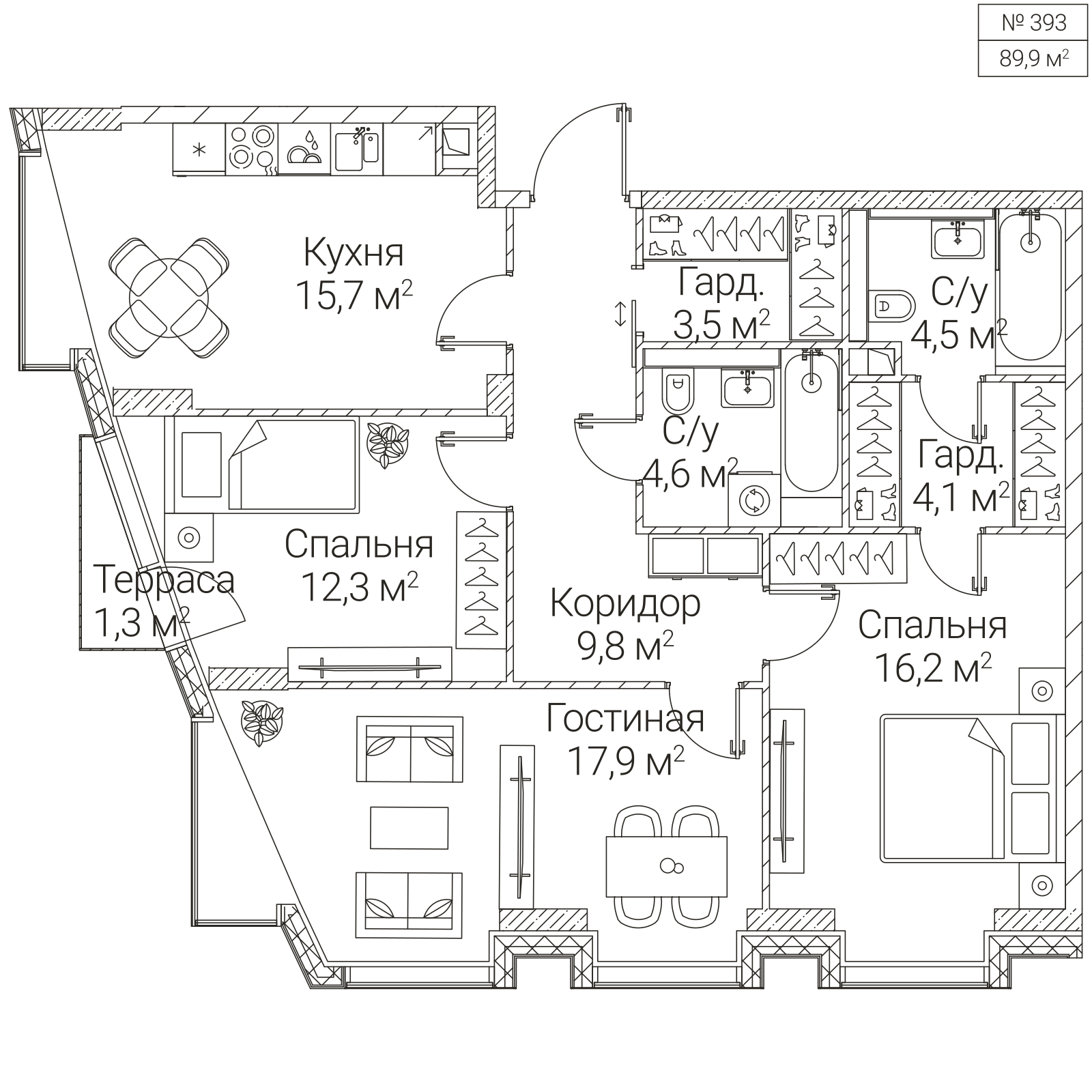 Официальная планировка SEZAR FUTURE, 89 м²