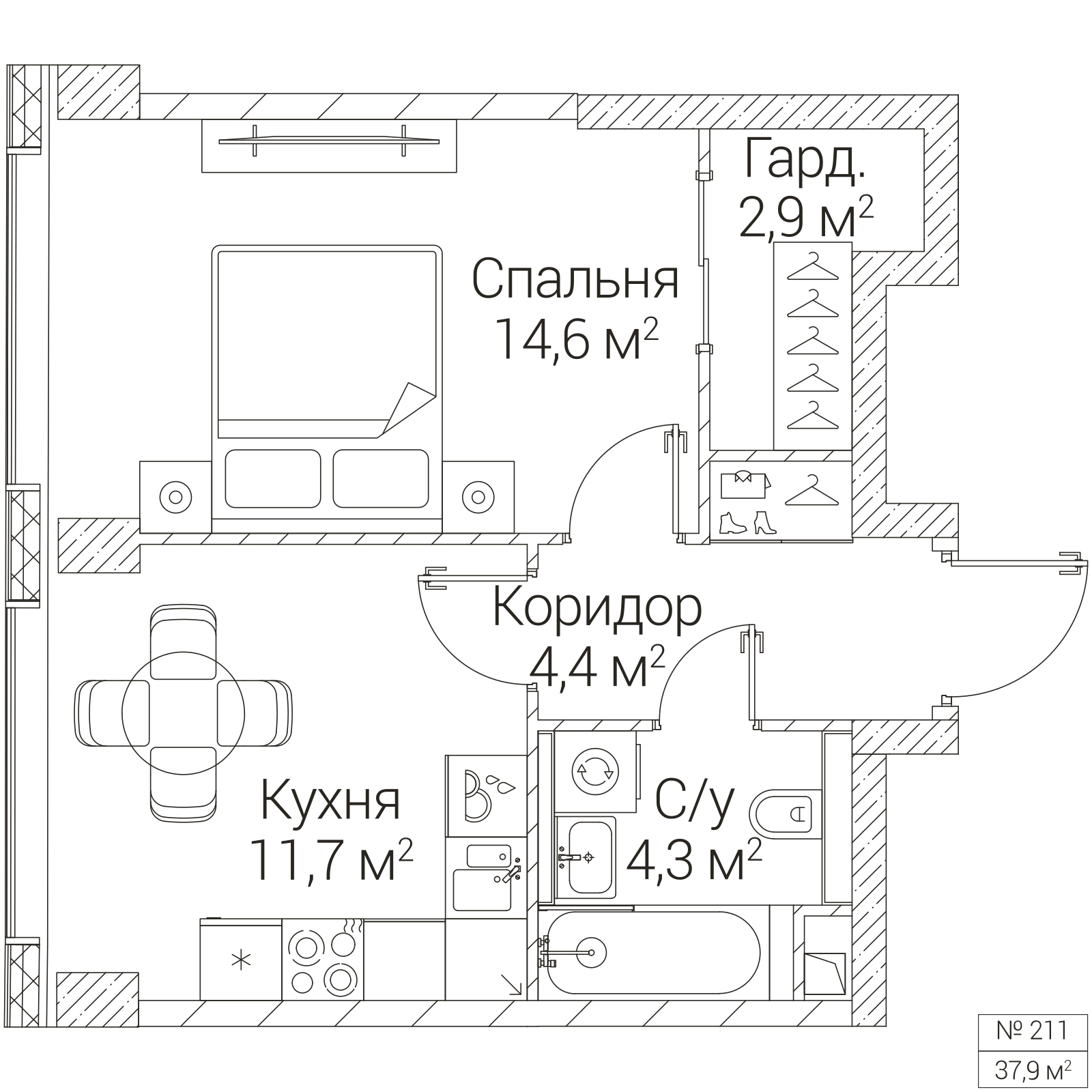 Официальная планировка SEZAR FUTURE, 37,9 м²