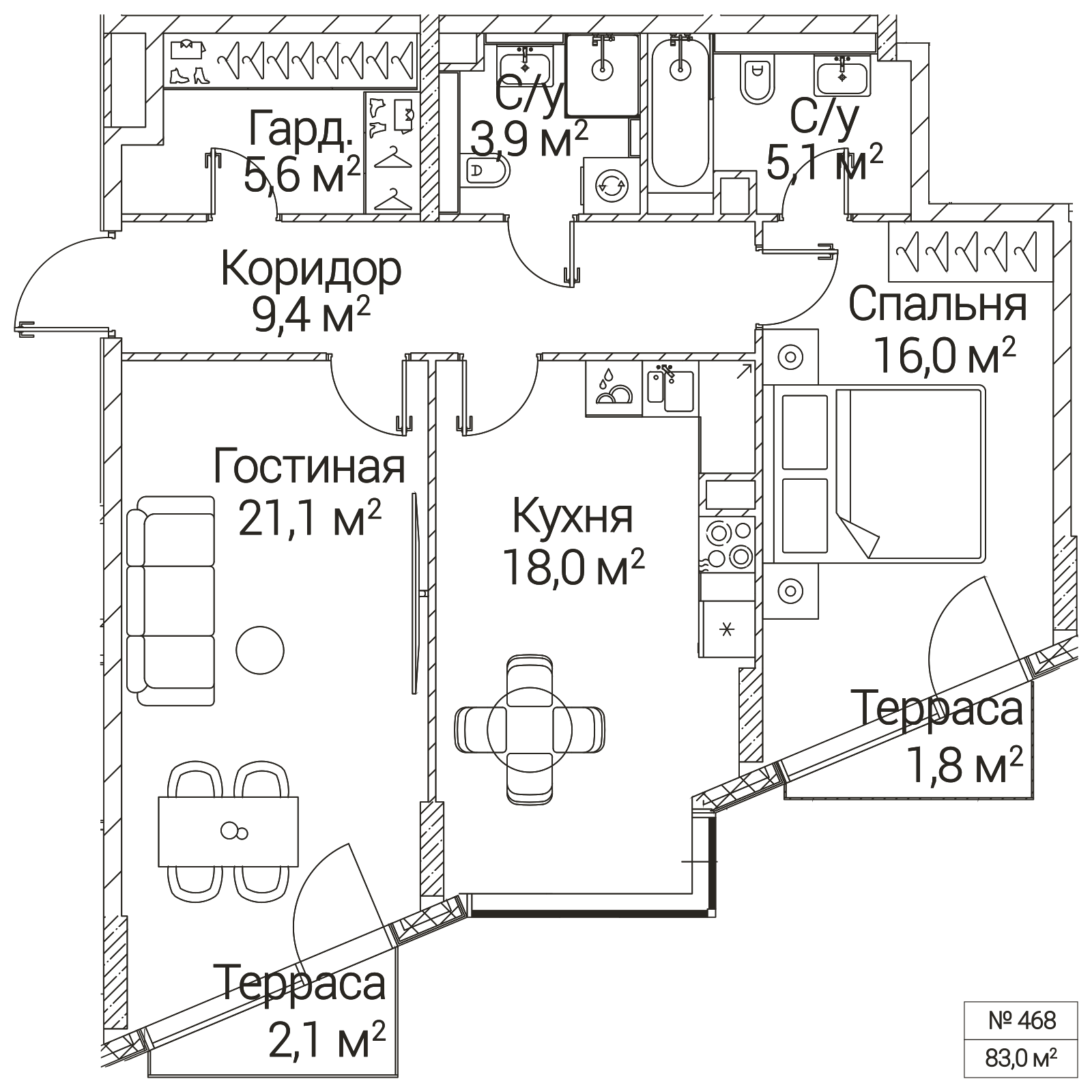 Официальная планировка SEZAR FUTURE, 80,2 м²