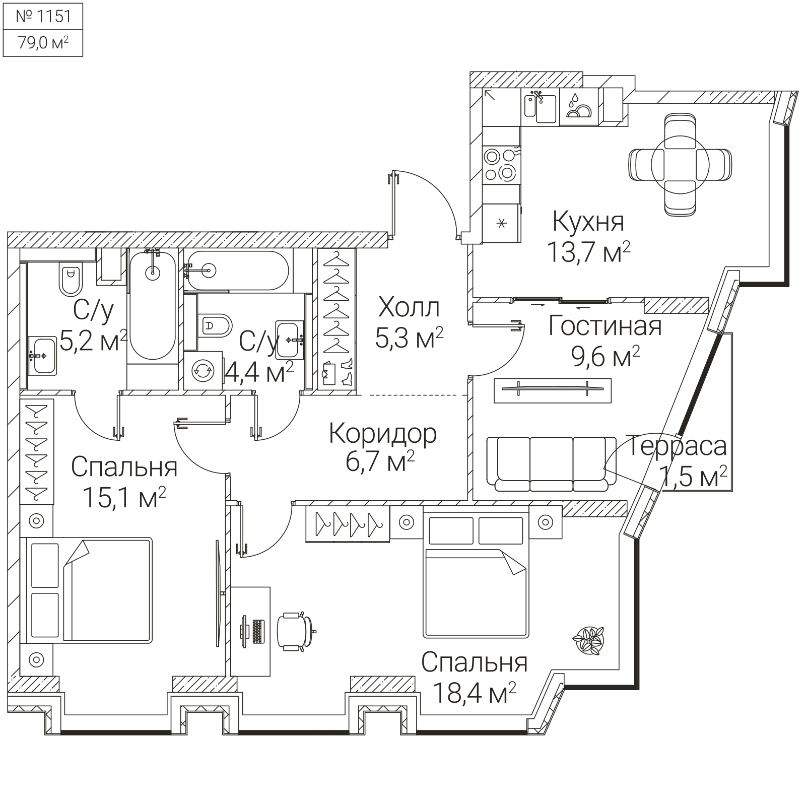 Официальная планировка SEZAR FUTURE, 78 м²