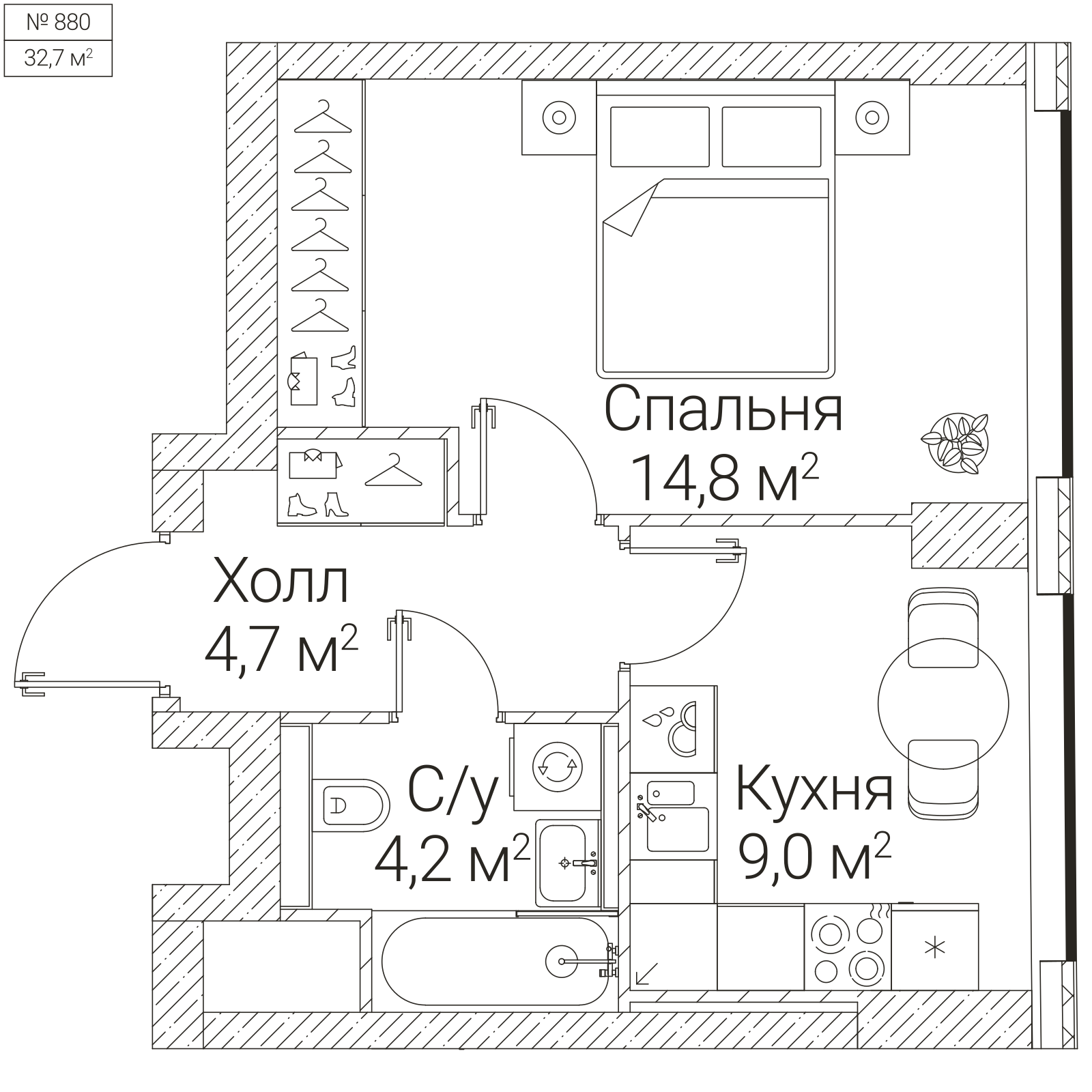 Официальная планировка SEZAR FUTURE, 32,7 м²