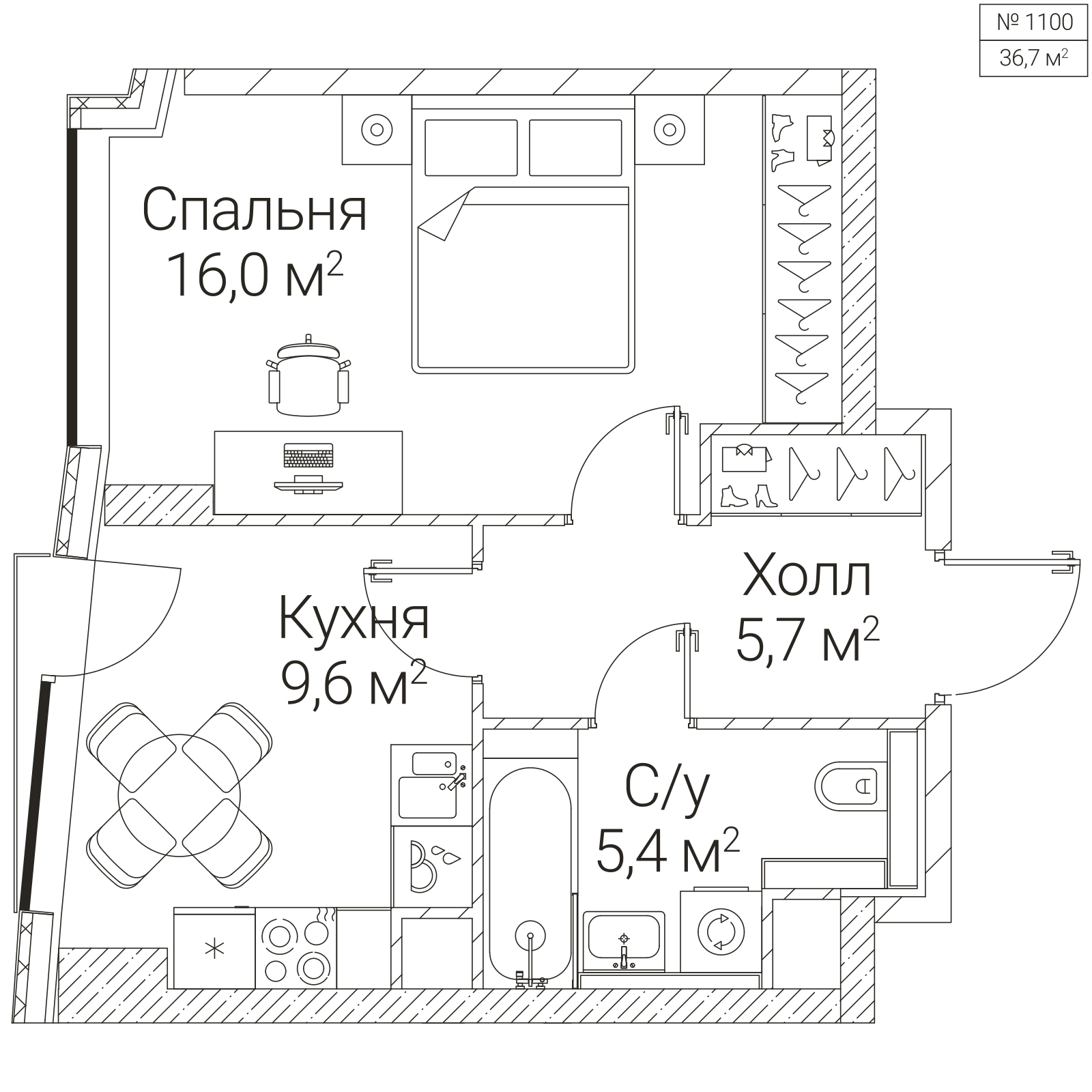 Официальная планировка SEZAR FUTURE, 36,7 м²