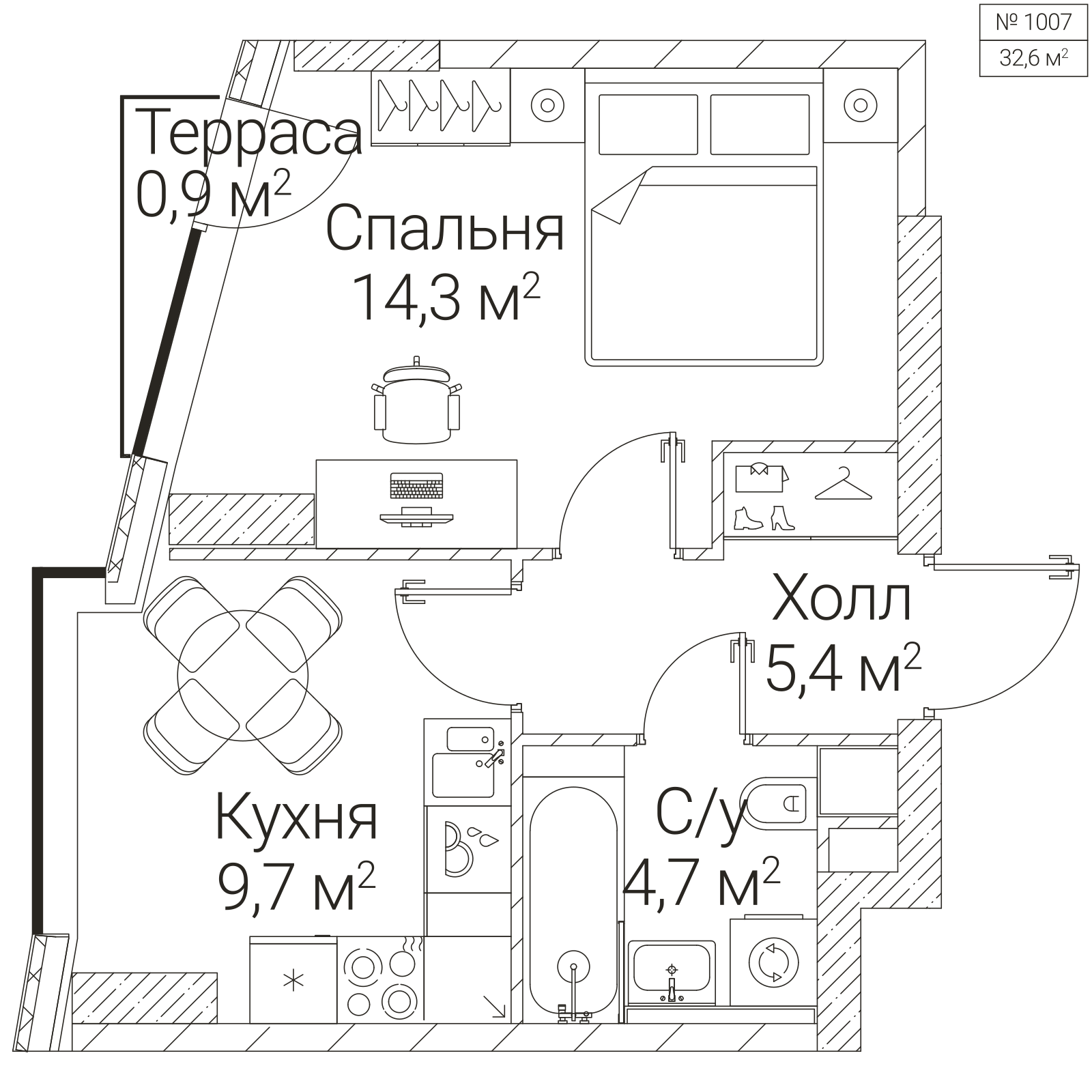 Официальная планировка SEZAR FUTURE, 32 м²