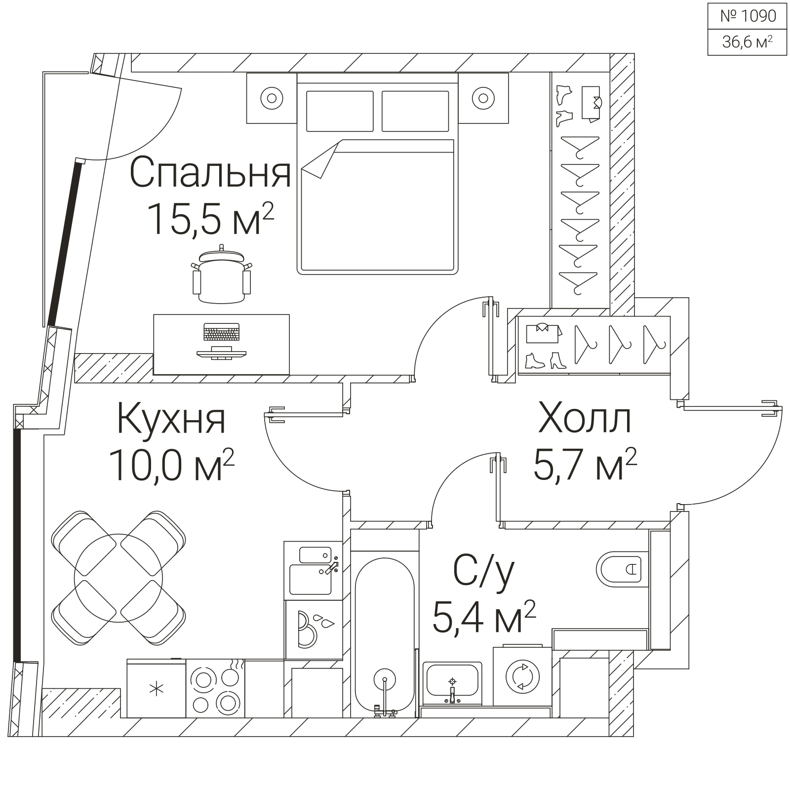 Официальная планировка SEZAR FUTURE, 36,6 м²