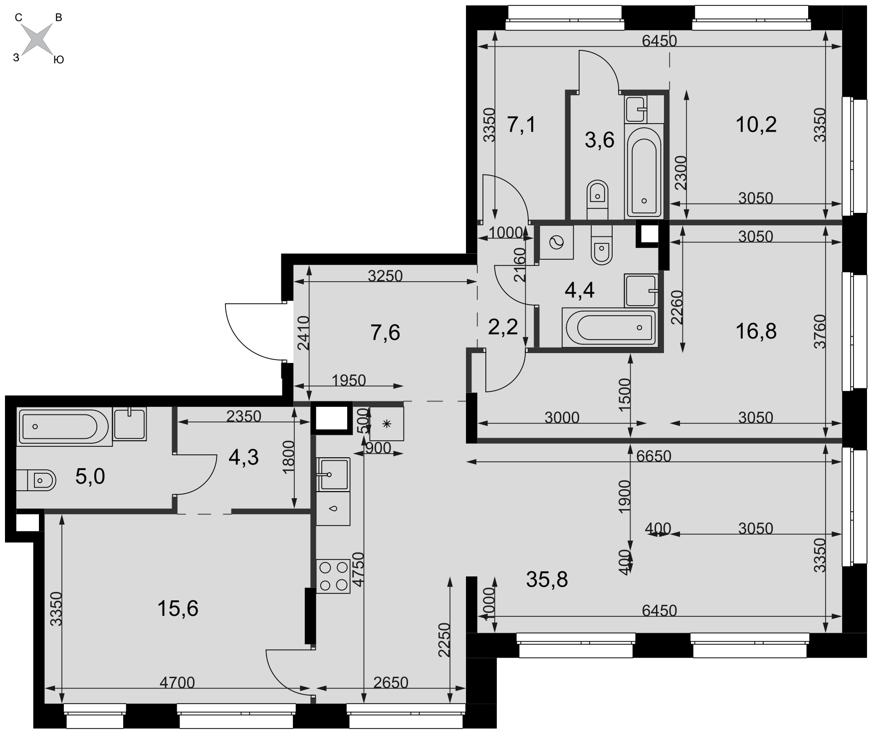 Официальная планировка Симоновский Вал, 112,6 м²