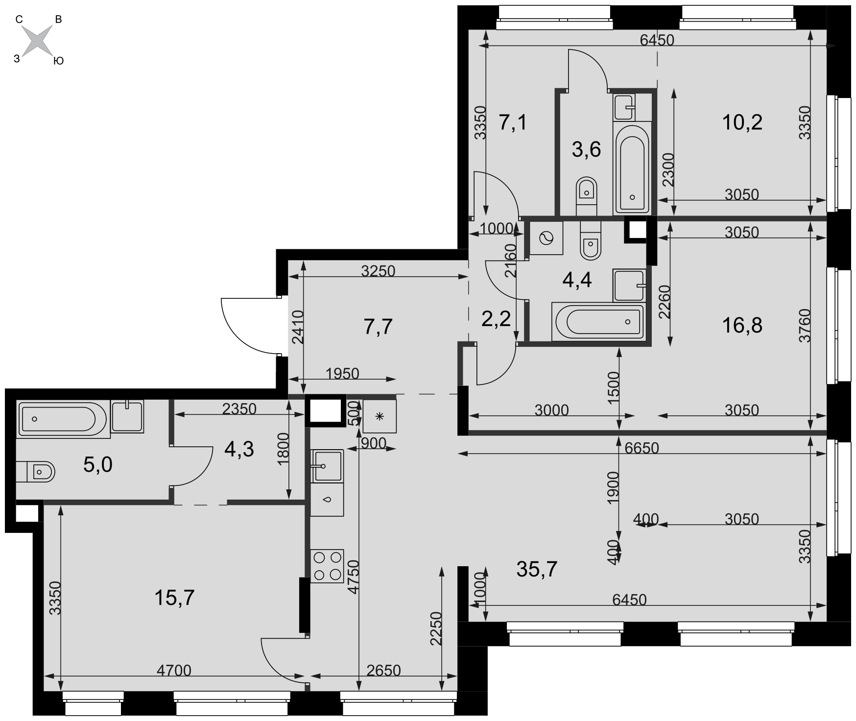 Официальная планировка Симоновский Вал, 112,7 м²